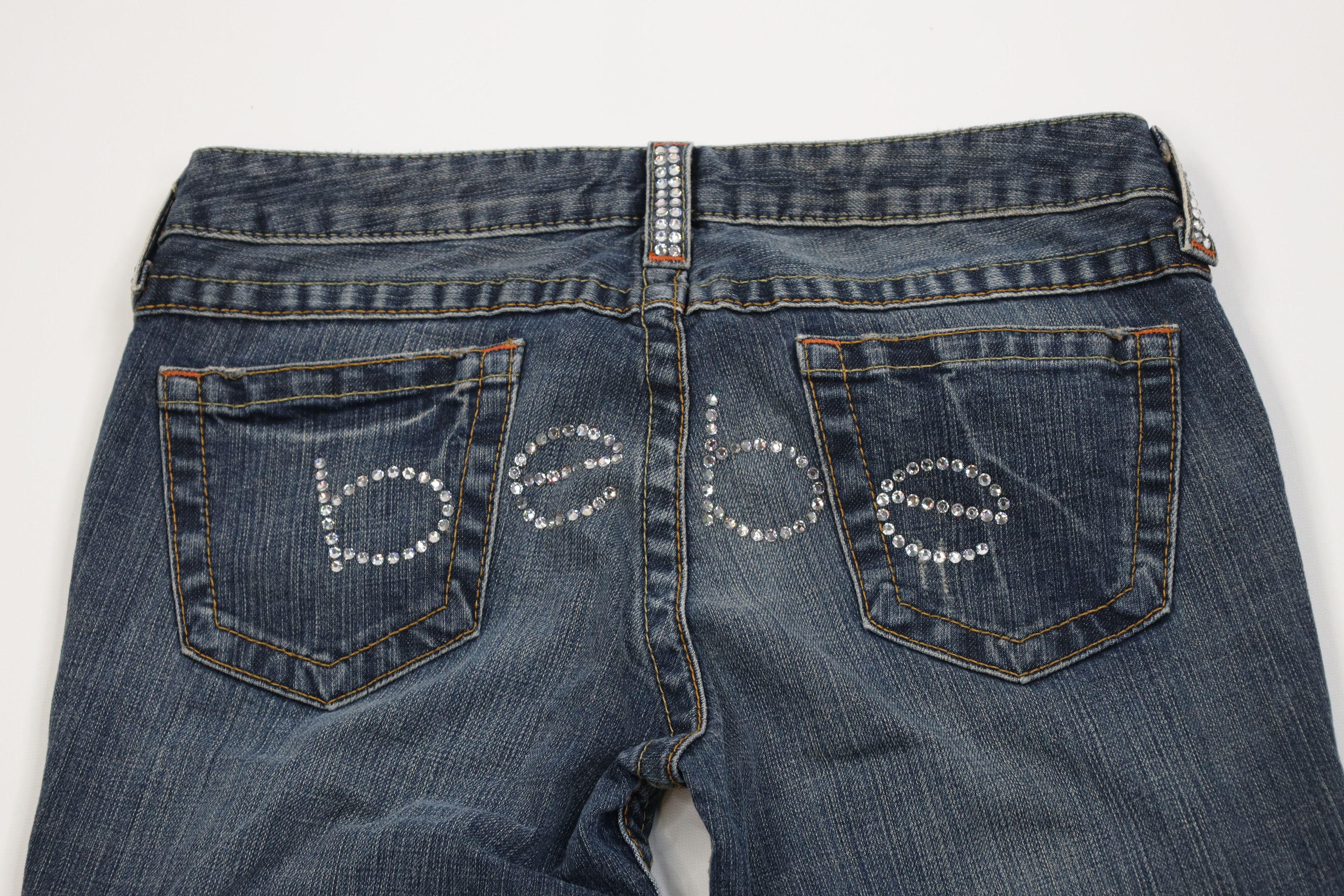 Bebe Vintage 90s Y2K Bebe Rhinestone Wide Leg Denim Jeans USA Size 29" - 9 Thumbnail