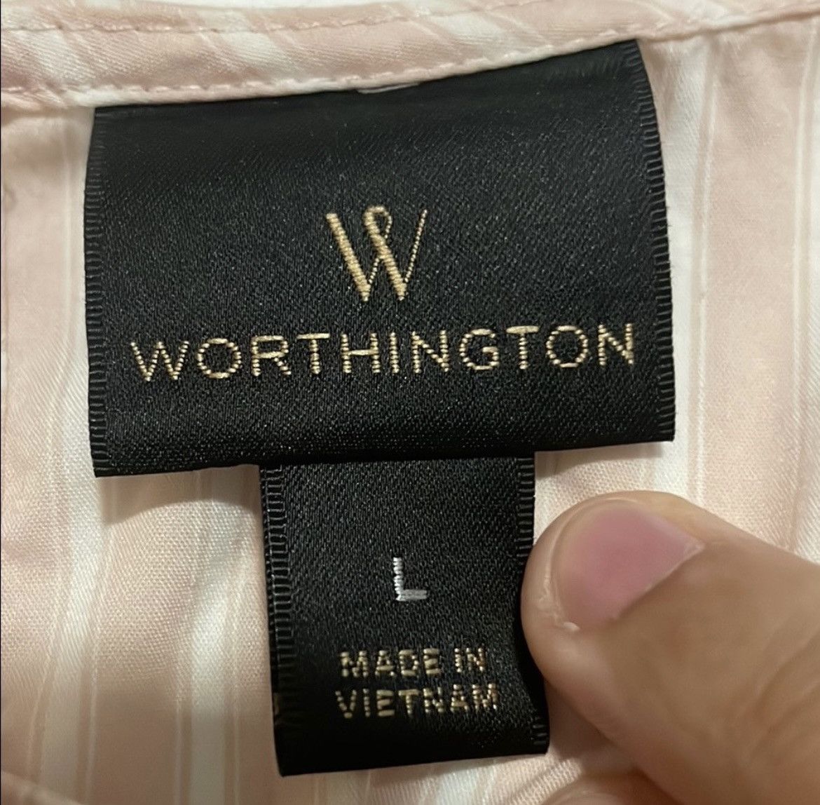 Worthington Worthington Pink and White Striped 3/4 Sleeve Blouse Size L / US 10 / IT 46 - 2 Thumbnail