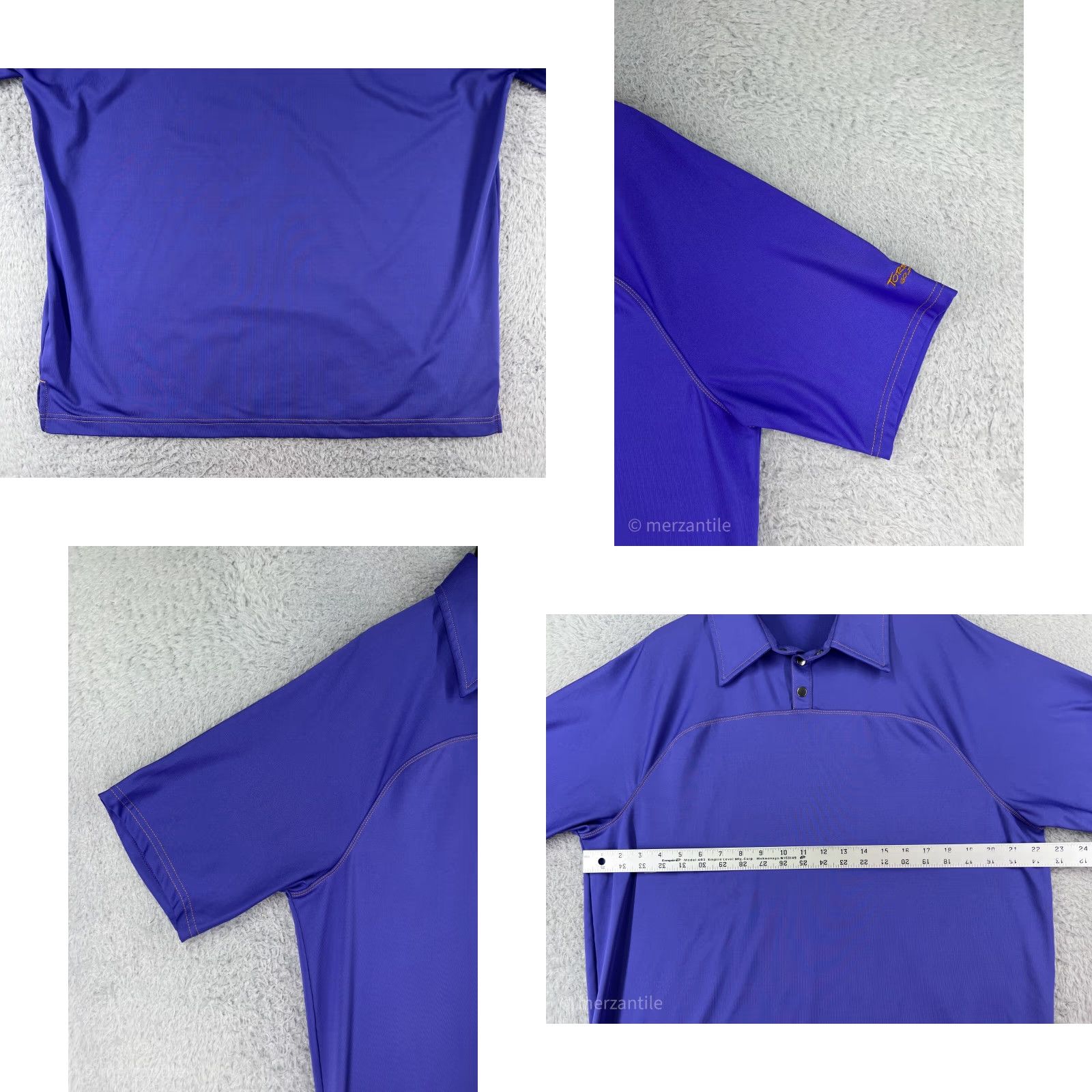 Vintage QED Style Polo Shirt Mens Large Purple Short Sleeve Polyester Polo Golf Shirt Size US L / EU 52-54 / 3 - 8 Thumbnail