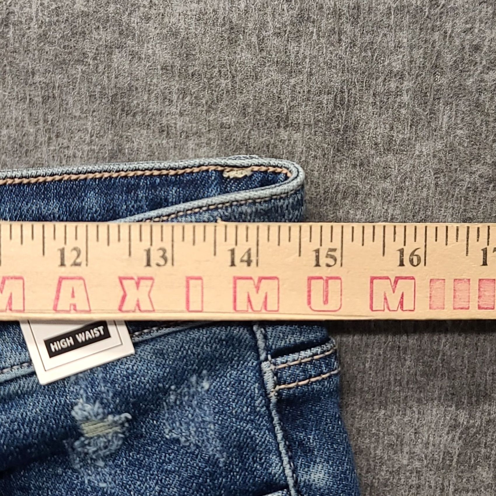 Vintage Judy Blue Shorts Womens L Cut Off Regular High Rise Distressed Stretch Denim 5-Pocket Blue Solid 90s Theme Style Casual Mens Womens Girls Size 36" / US 14 / IT 50 - 4 Thumbnail