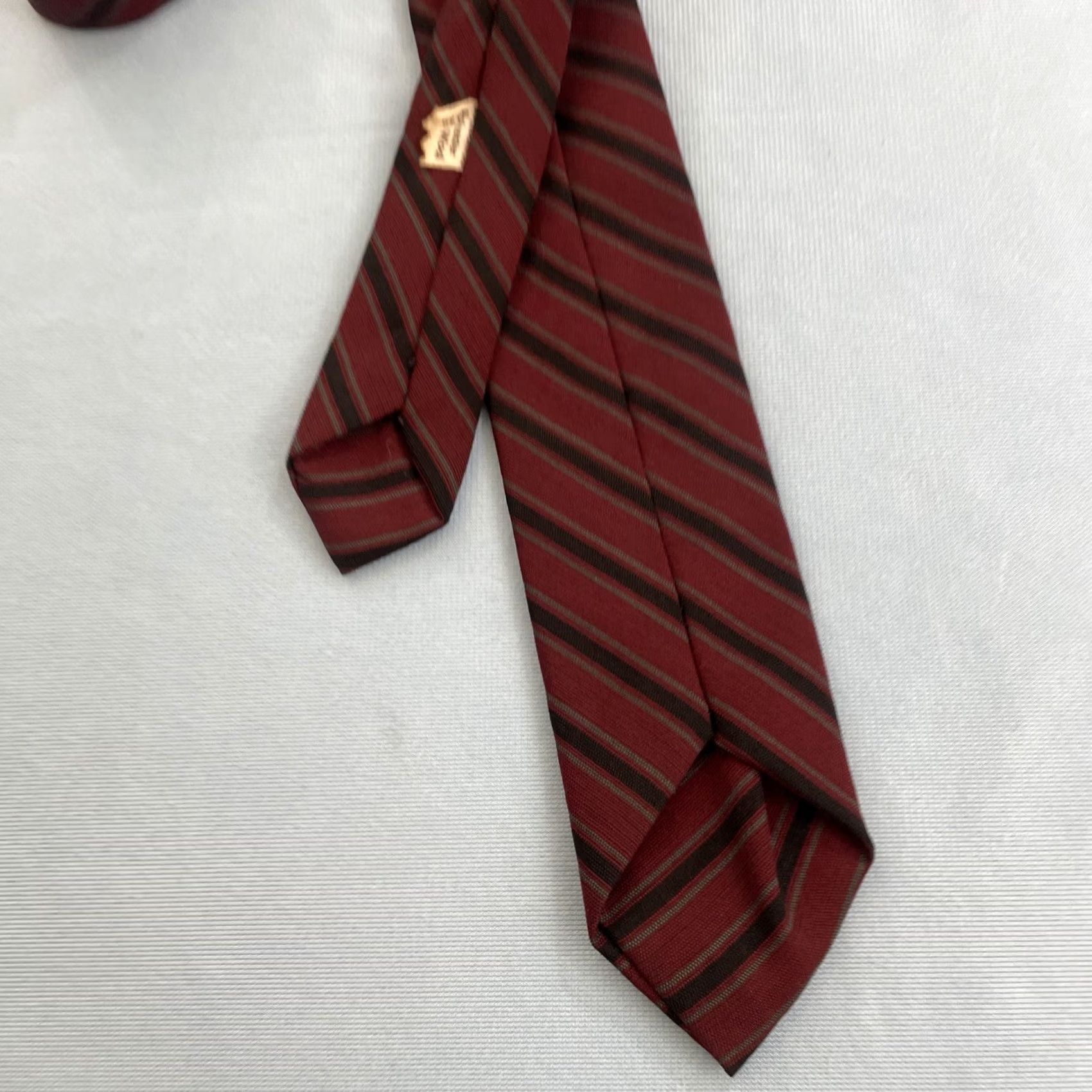 Vintage Vintage 60s Poly Wool Skinny Tie Repp Tie Cravat Red Black Gray Stripe Slim 2x54 Tie Capsule Necktie Mens Size ONE SIZE - 5 Thumbnail