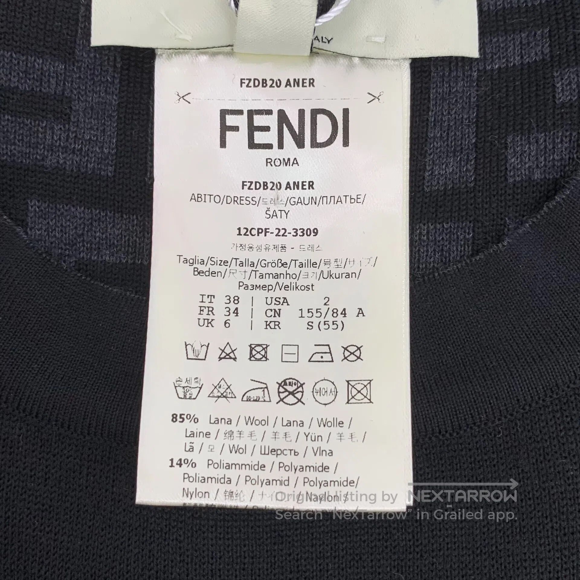 Fendi FENDI Black Lined Monogram Printed Cashmere Crew Neck Long Size XS / US 0-2 / IT 36-38 - 9 Thumbnail