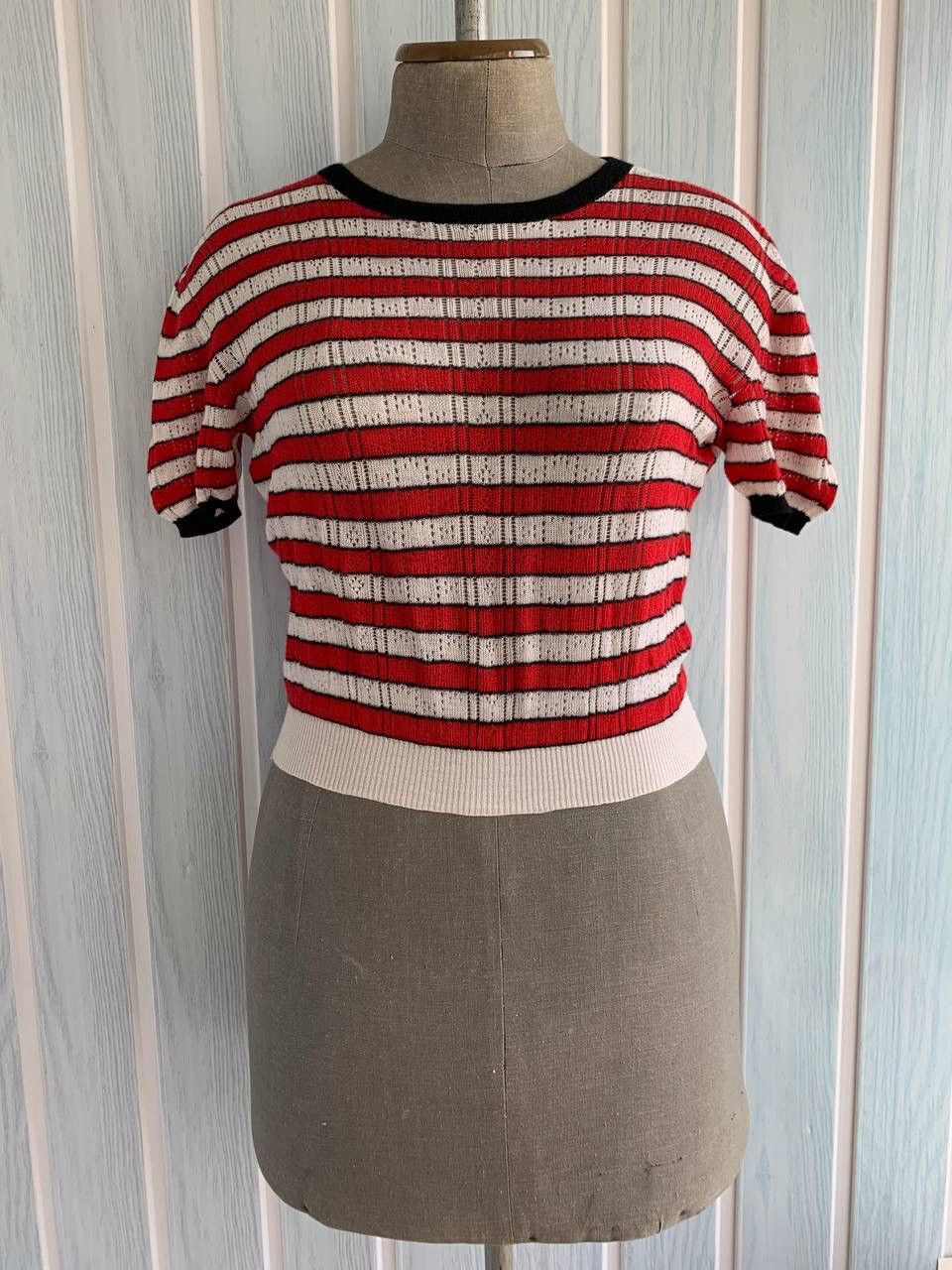 Miu Miu Miu Miu Multicolor Cashmere & Silk Knit Striped Mini Top Size S / US 4 / IT 40 - 1 Thumbnail