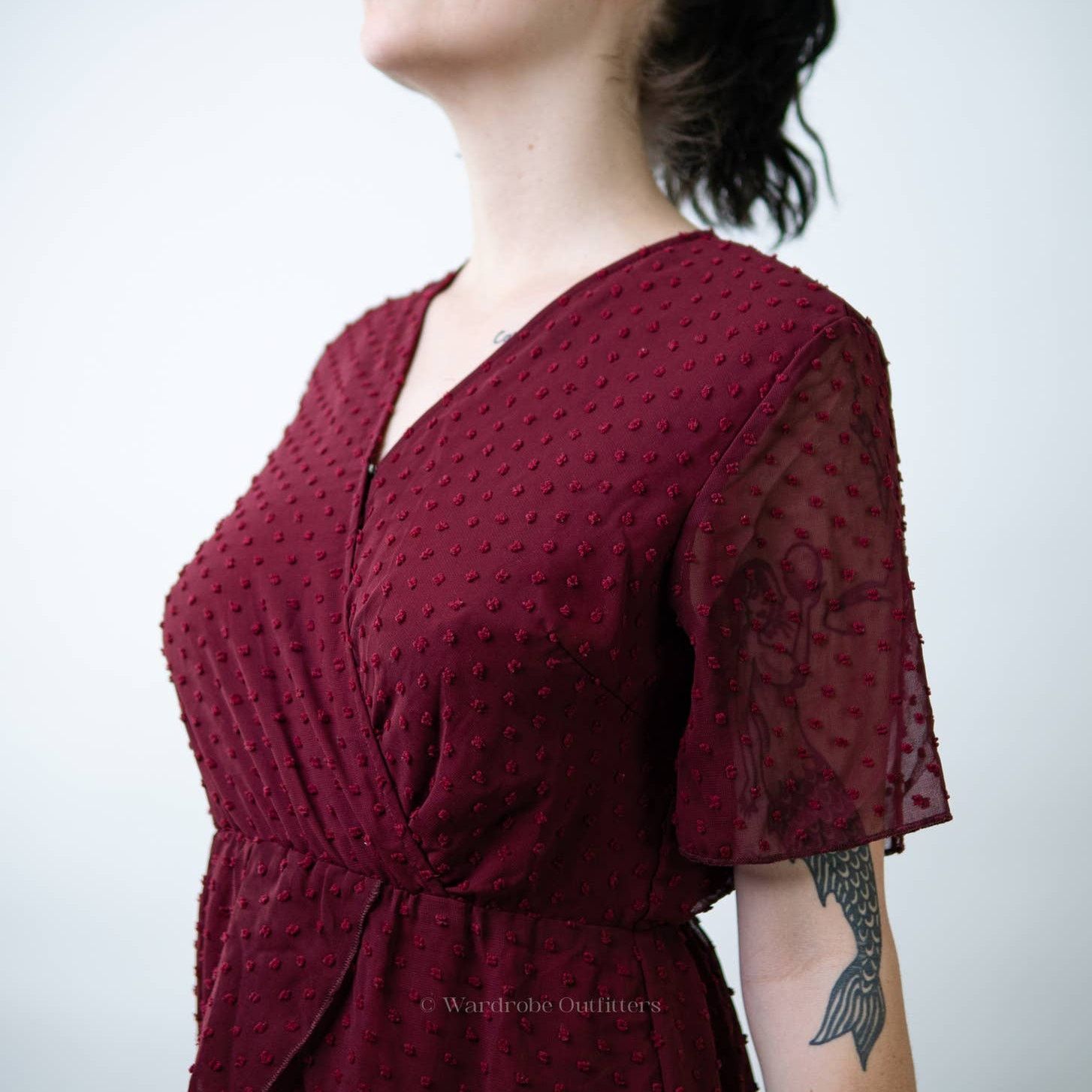 Shein SHEIN Maroon Burgundy Red Swiss Dot A-Line Dress - M Size M / US 6-8 / IT 42-44 - 4 Thumbnail