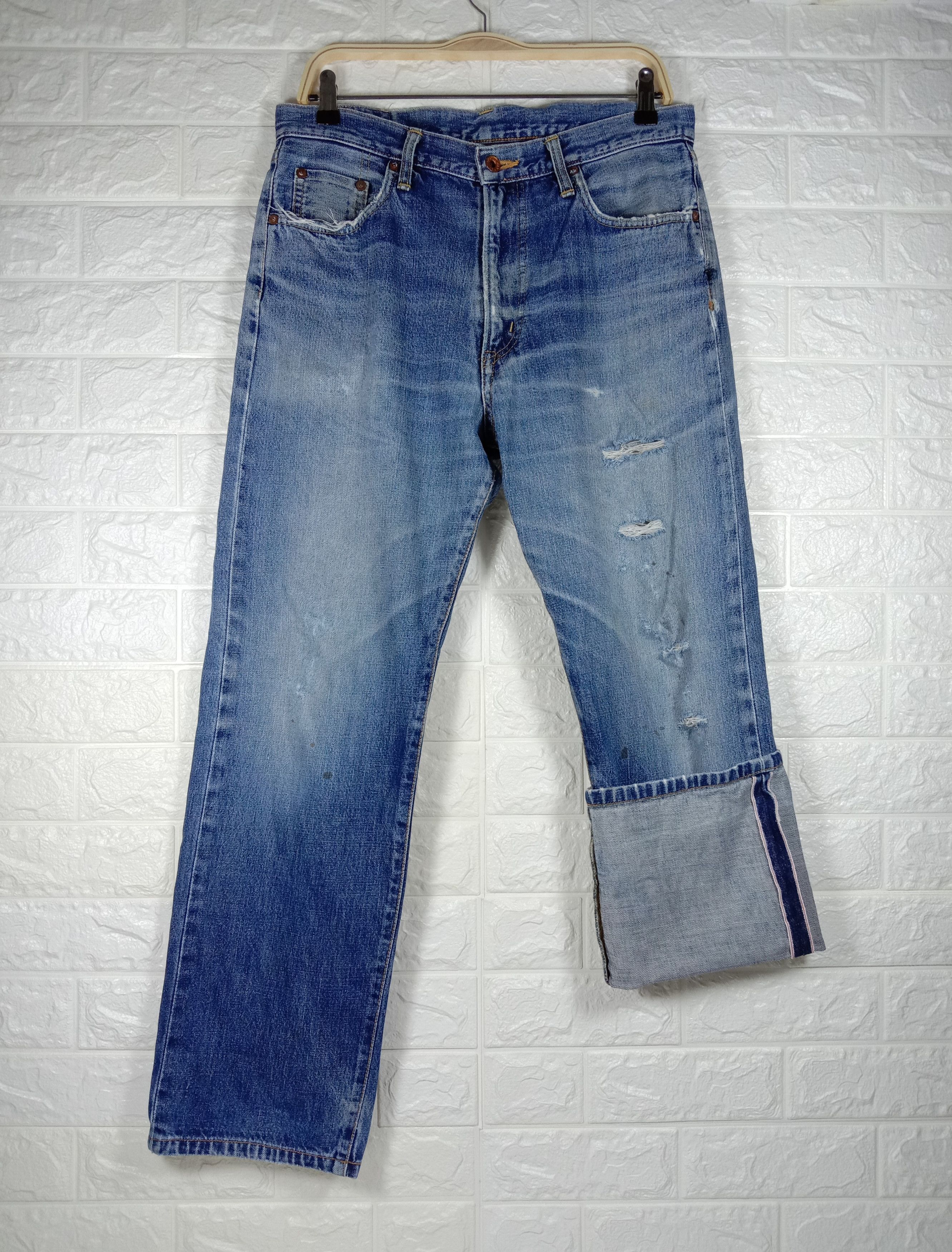 Edwin Vintage Edwin 505x Selvedge Orange Tab Distressed Jeans Size US 32 / EU 48 - 1 Thumbnail