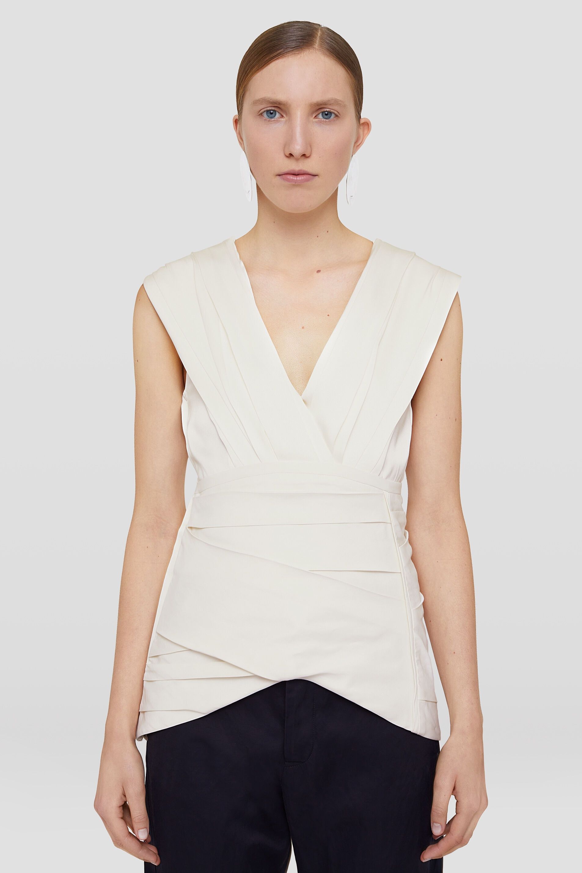 Jil Sander o1y1025 Silk Tank Top in Ivory Size M / US 6-8 / IT 42-44 - 5 Thumbnail