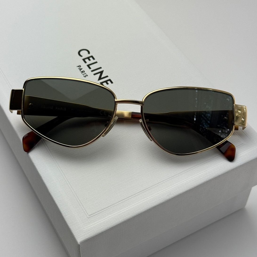 Celine NEW Celine Sunglasses Metal Triomphe CL40293U 30N Gold Green Size ONE SIZE - 11 Thumbnail