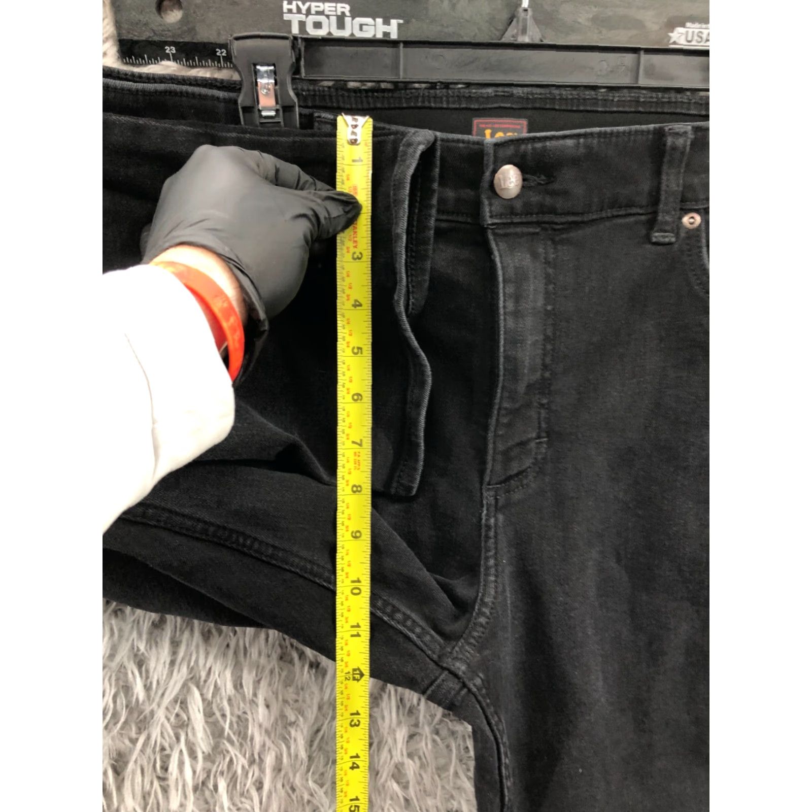 Lee Lee Jeans 18P Petite Womens Dark Wash Black Stretch Denim 5-Pocket High Rise Straight Jeans Lee Classic Fit Womens Size 40" / US 18 - 4 Thumbnail