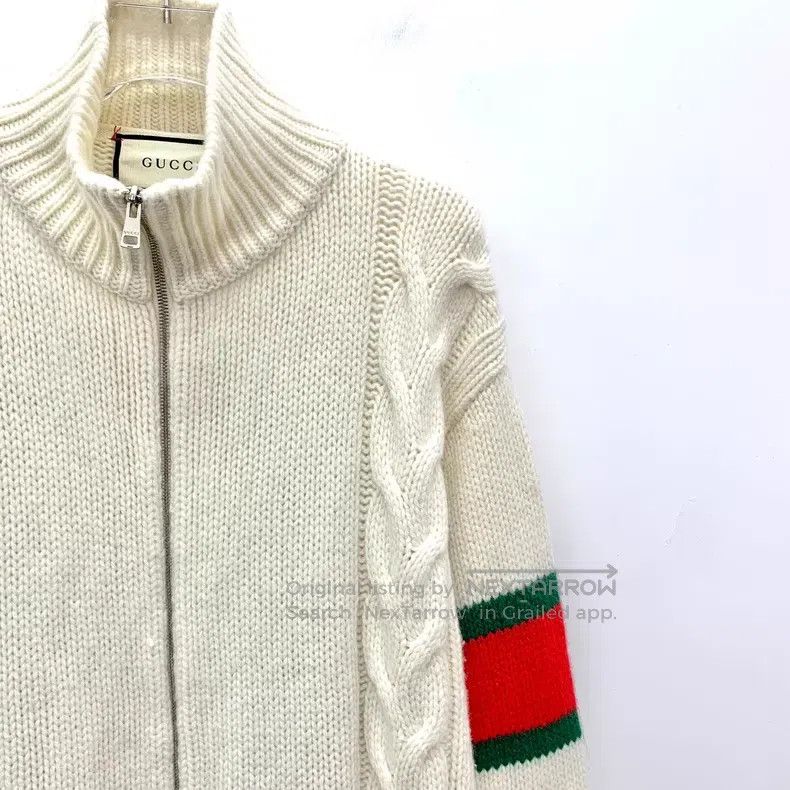 Gucci Gucci Beige striped trim twisted wool stand-up collar zipp Size US S / EU 44-46 / 1 - 3 Thumbnail
