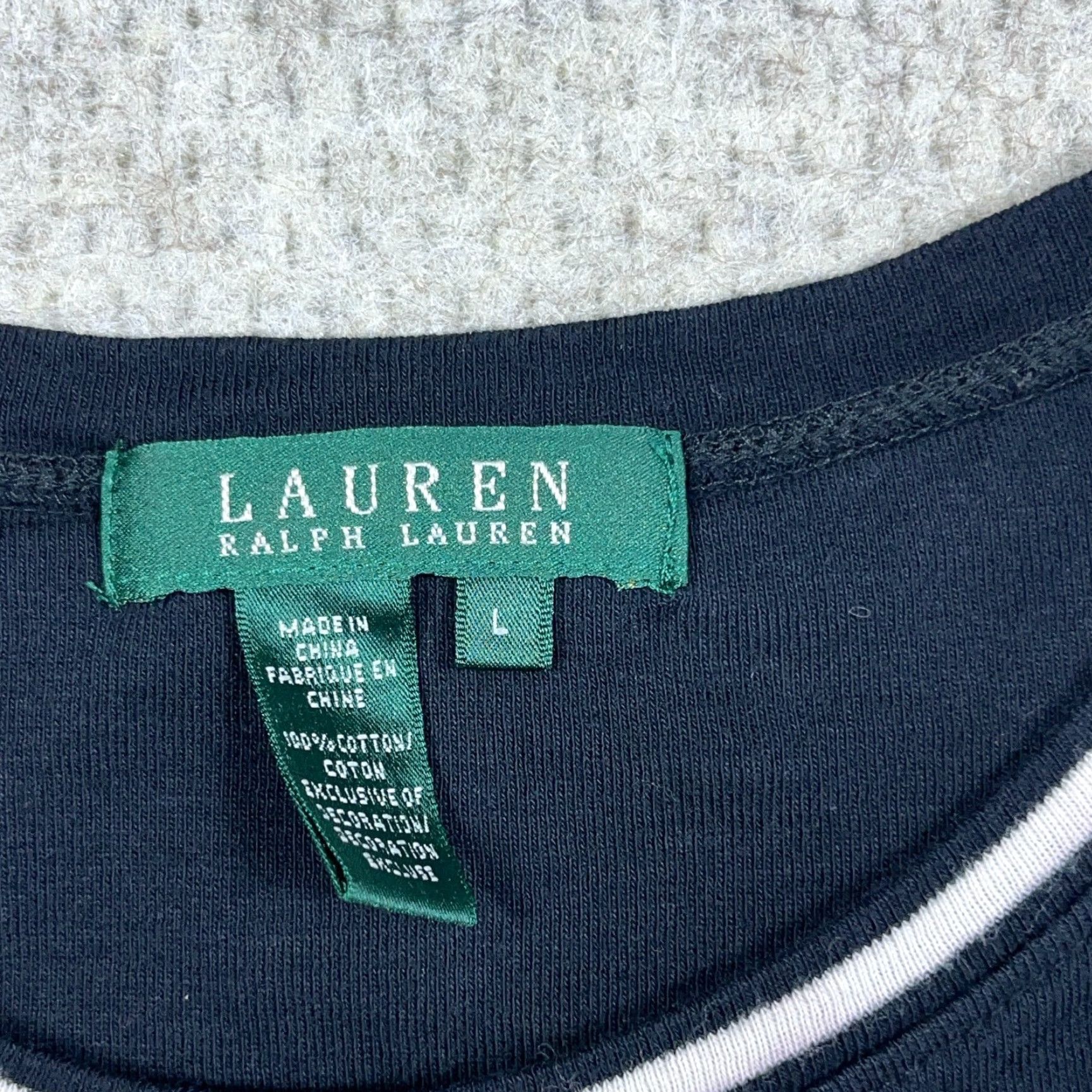 Ralph Lauren VINTAGE Lauren Ralph Lauren Shirt Women Large Black White Tee Crown Crest VTG Y2K Size L / US 10 / IT 46 - 3 Thumbnail