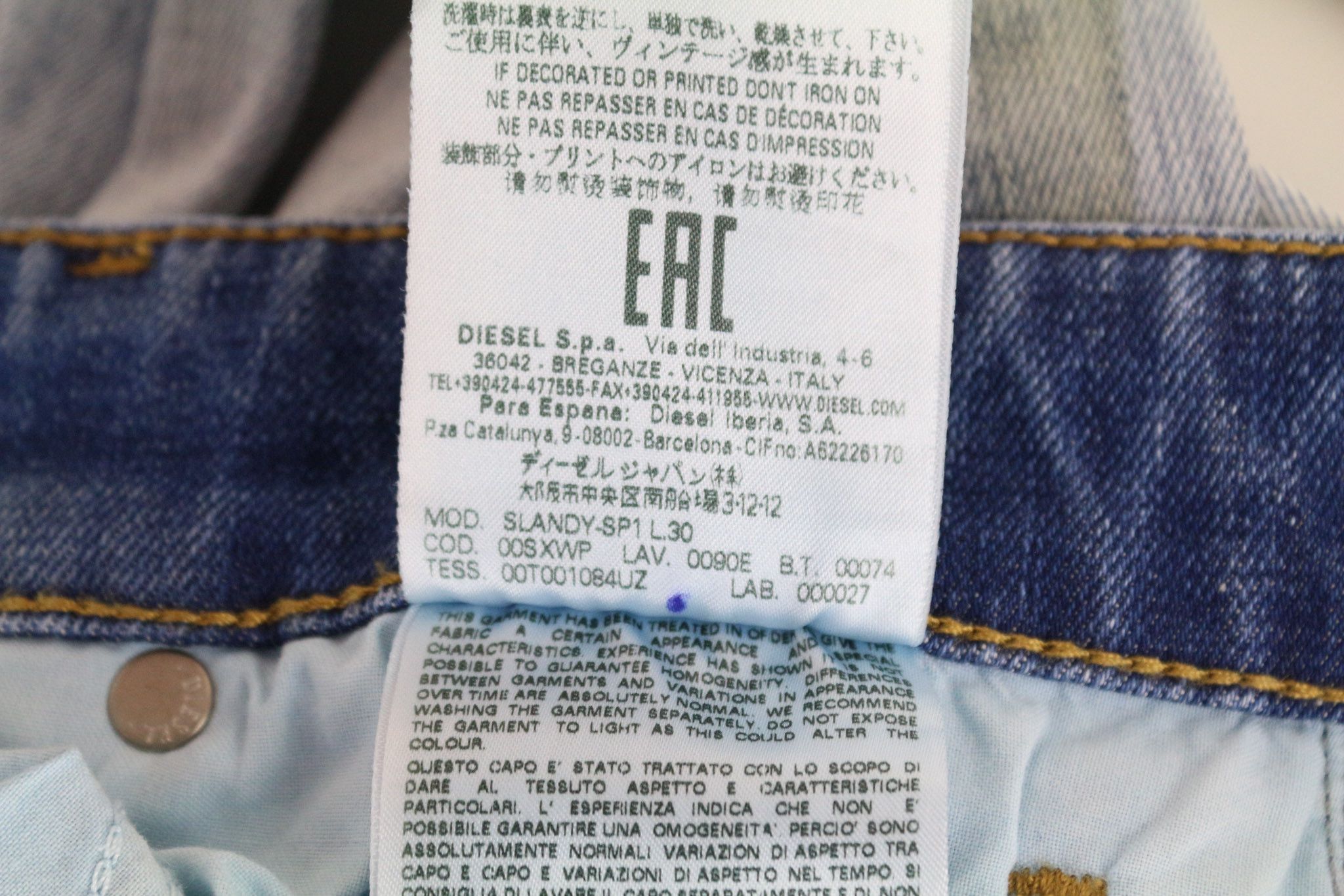 Diesel SLANDY-SP1 0090E W28/L30 Blue Stretch Skinny Jeans 69892 Size 28" / US 6 / IT 42 - 9 Thumbnail