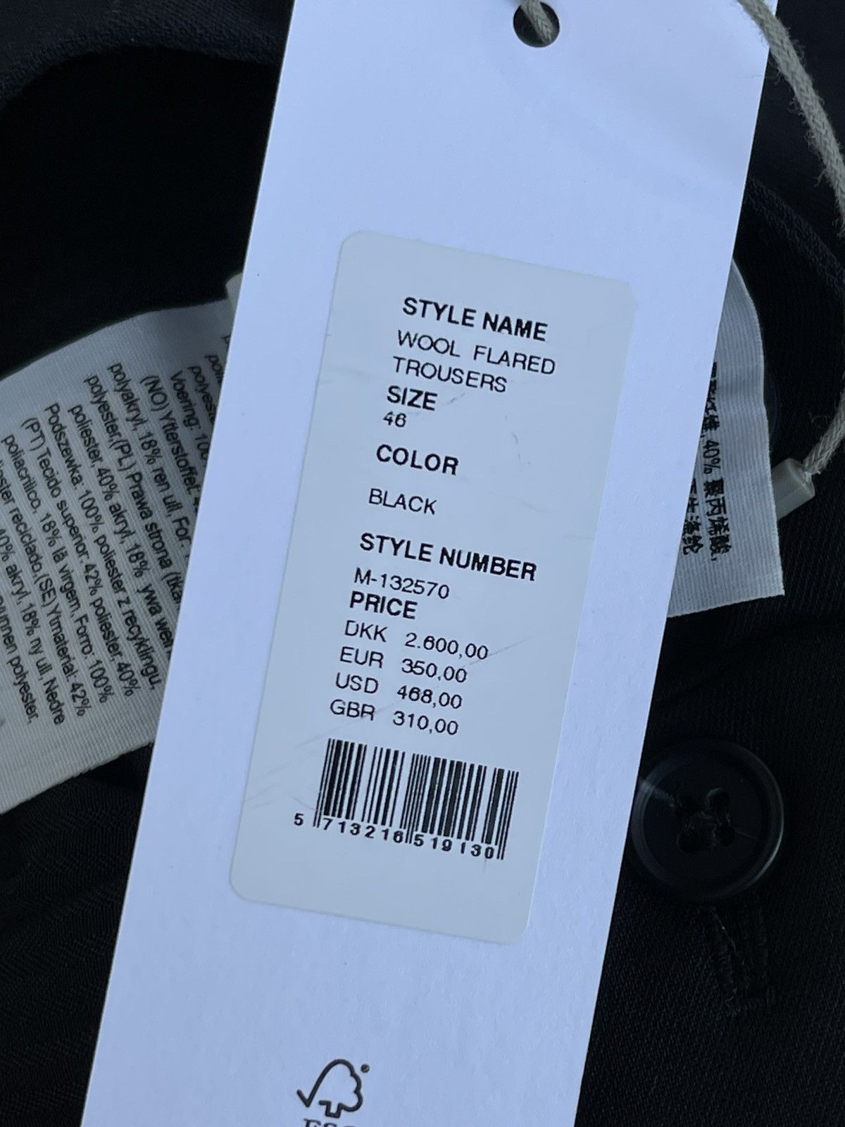 Han Kjobenhavn !DS! AW22 Han Kjobenhavn Wool Flared Black Trousers Size US 30 / EU 46 - 20 Thumbnail
