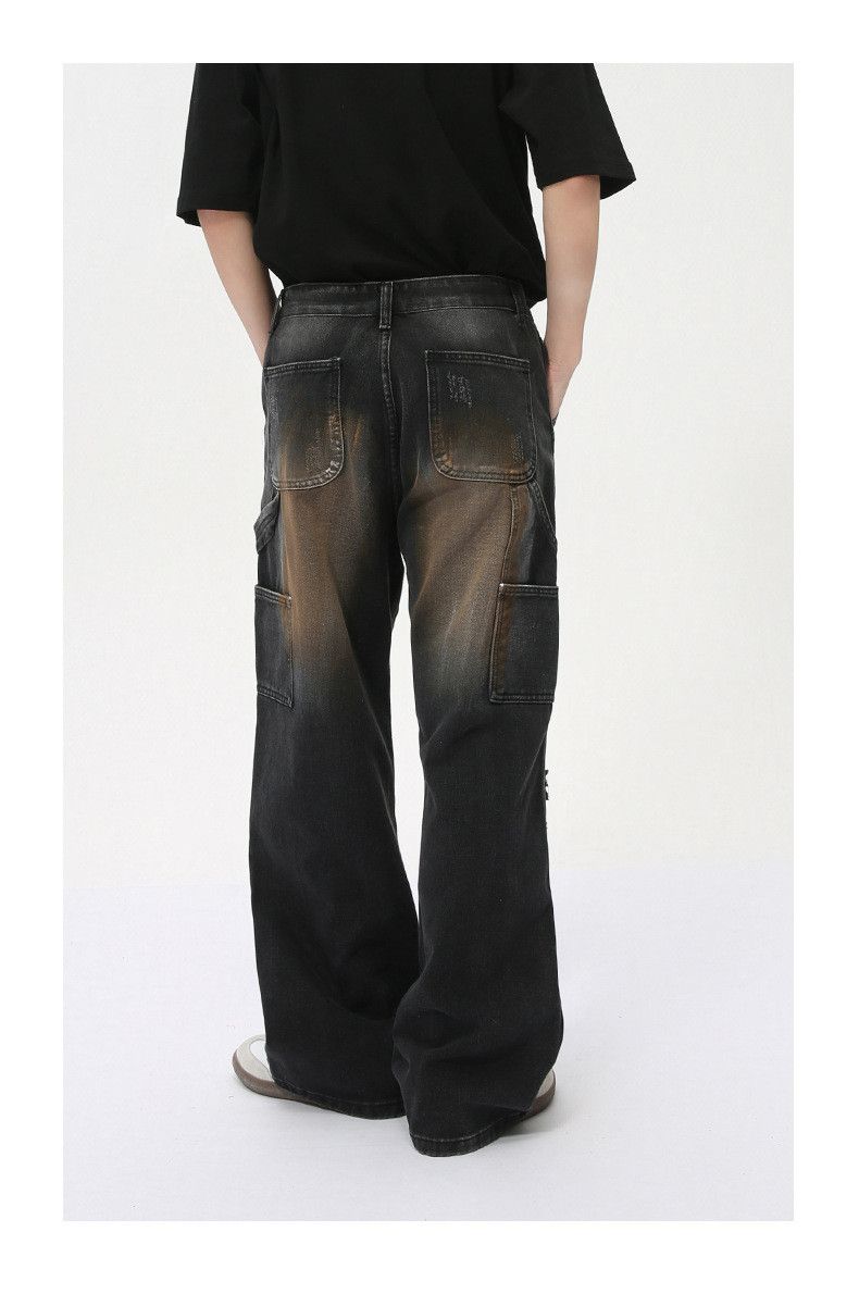 Japanese Brand × Jean High street graffiti patchwork design ripped straight jeans Size US 32 / EU 48 - 5 Thumbnail
