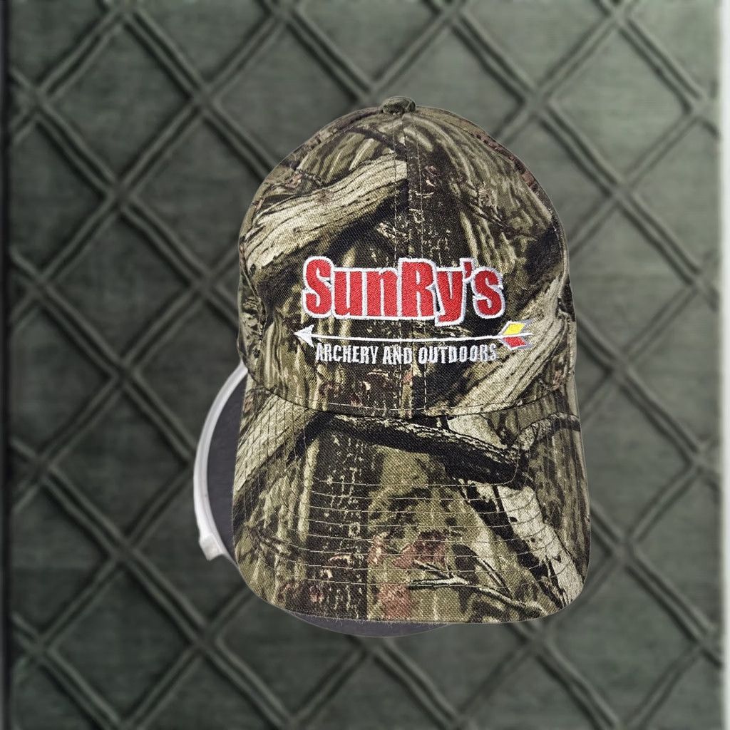 Vintage SunRy's Archery and Outdoors Hat Cap Strap Back Mens One Size Camo Embroidered Adjustable Green Camouflage Hunting Baseball Cap Size ONE SIZE - 1 Thumbnail