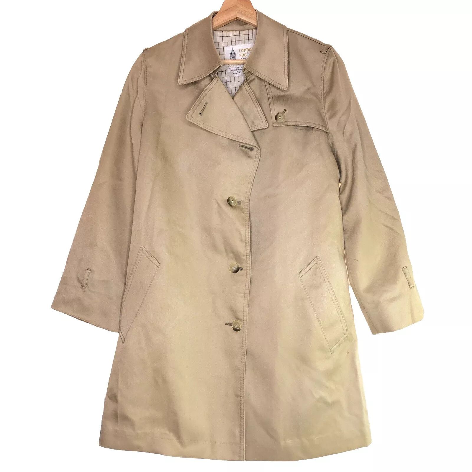 London Fog Women Trench Coat Sz 8 Beige Tan Weatherwear Single Breast Size M / US 6-8 / IT 42-44 - 1 Thumbnail
