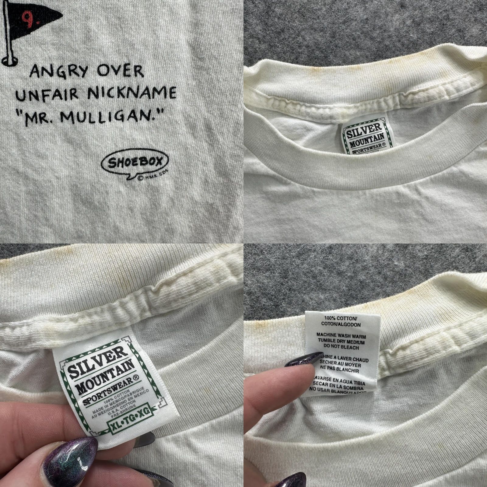 Vintage VINTAGE Silver Mountain Shoebox Golfers Excuses T-Shirt Mens XL White Funny Cartoon Graphic 90s Tee Size US XL / EU 56 / 4 - 8 Thumbnail