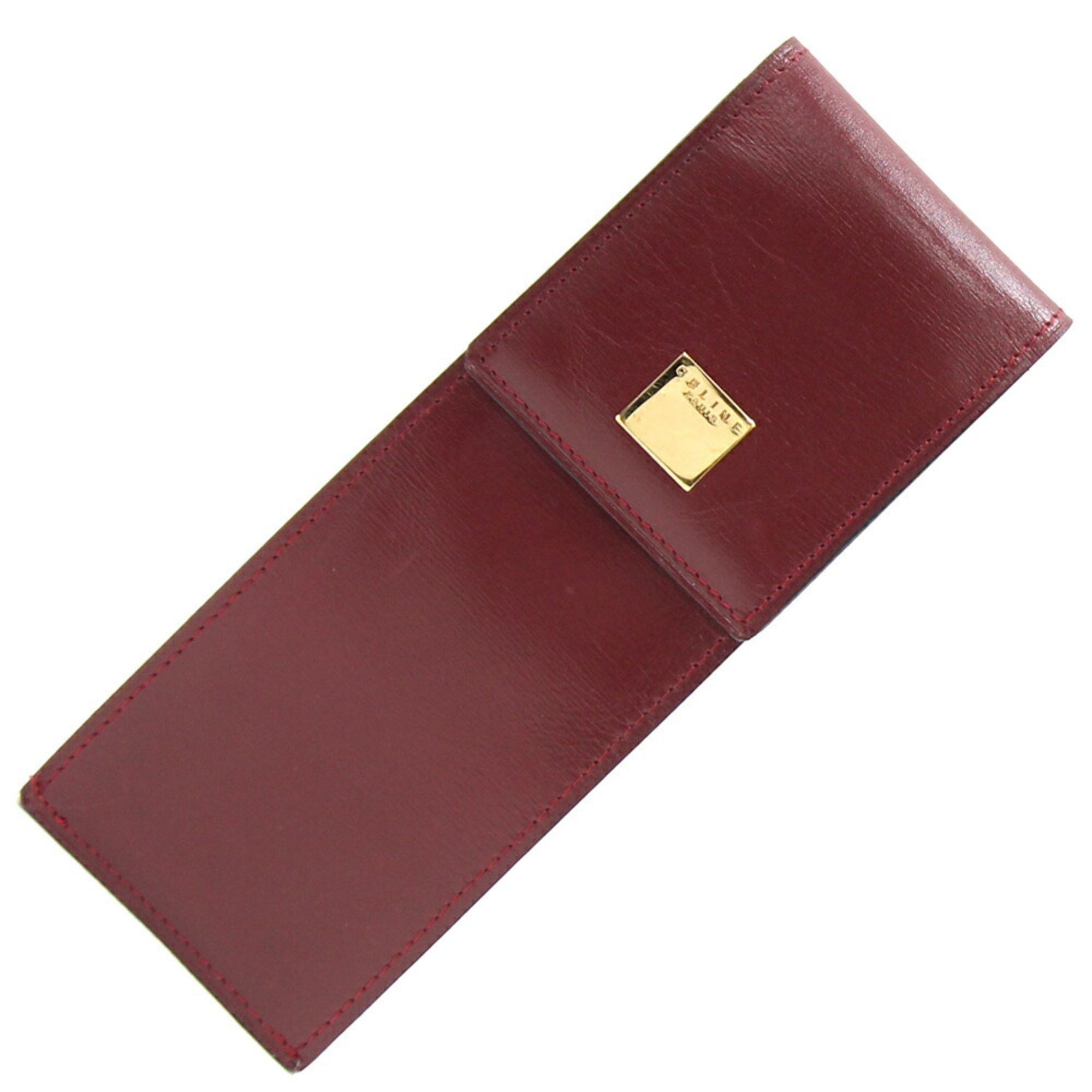 image of Celine Pencil Case Bordeaux Leather Pouch Old Ladies, Women's