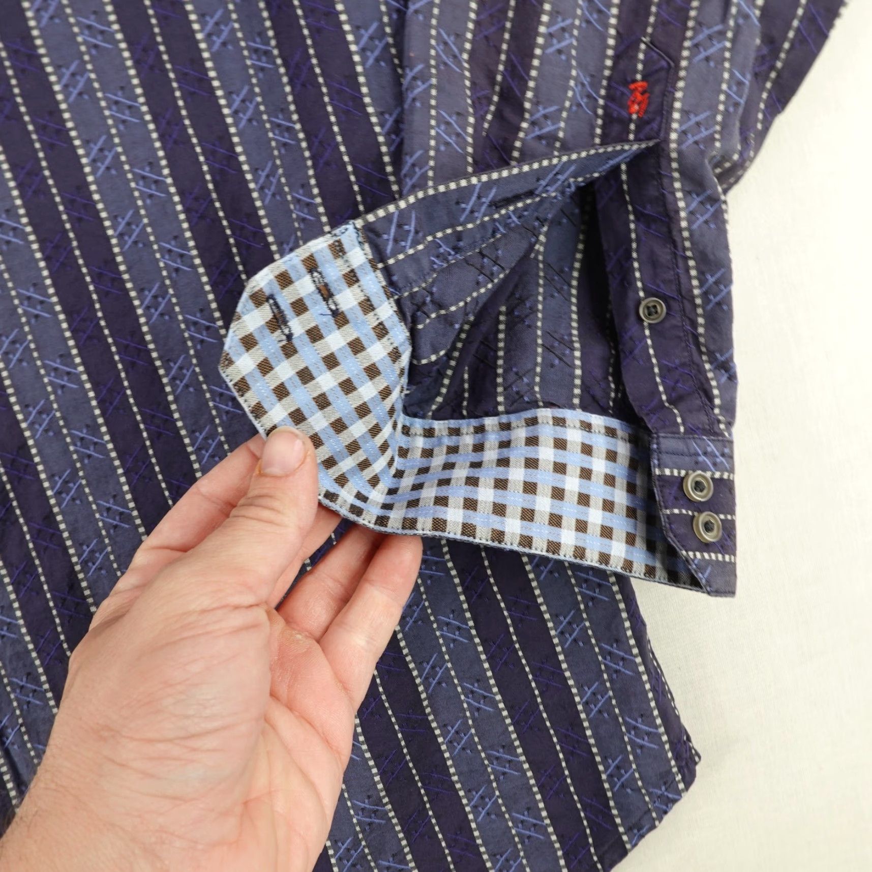Robert Graham VINTAGE Robert Graham Striped Button-Up Shirt Men Large Blue Cotton Long Sleeve Collared Designer Classic Mens Size US L / EU 52-54 / 3 - 5 Thumbnail