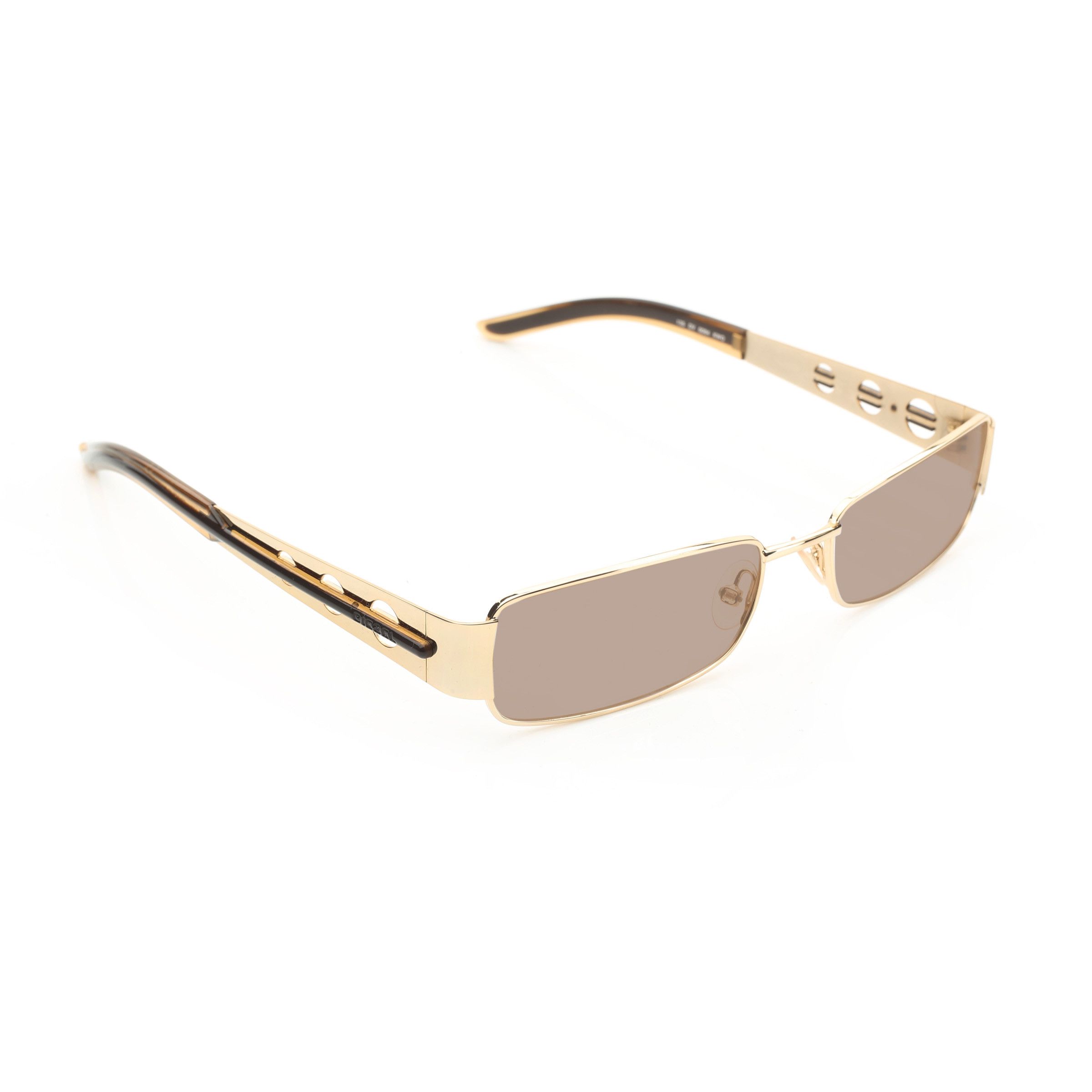 Diesel Diesel '00s Gold Perforated Rectangular Sunglasses Size ONE SIZE - 1 Thumbnail