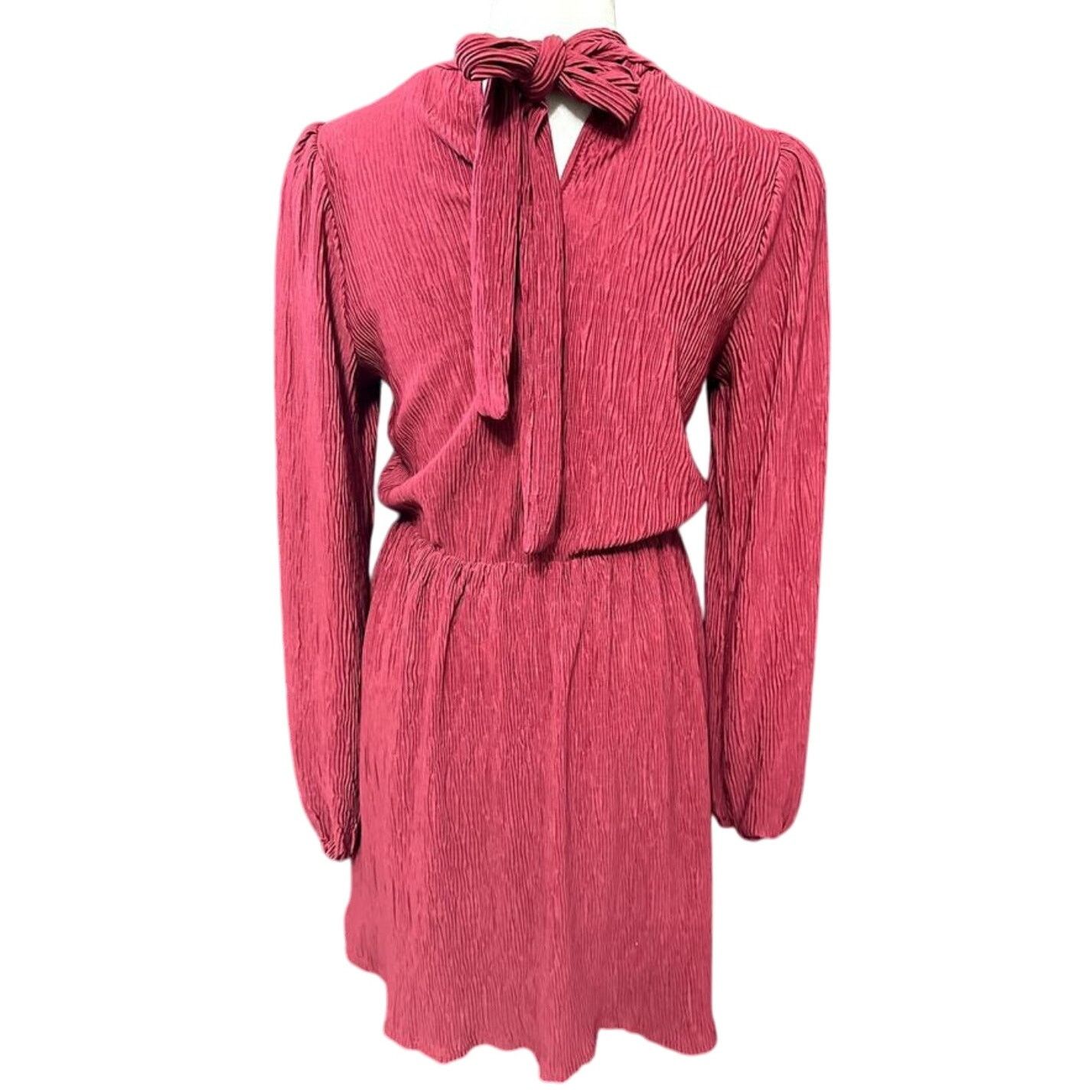 Other Floret Studios Women's Red Pleated Long Sleeve Mini Dress M Size M / US 6-8 / IT 42-44 - 5 Thumbnail