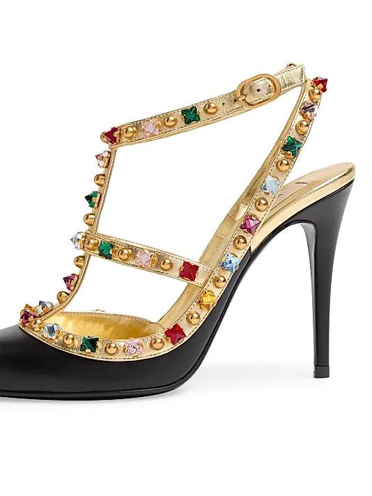Valentino os11x0126 Rockstud Calfskin Pumps 100mm Crystals Multicolor Size US 9 / IT 39 - 5 Thumbnail