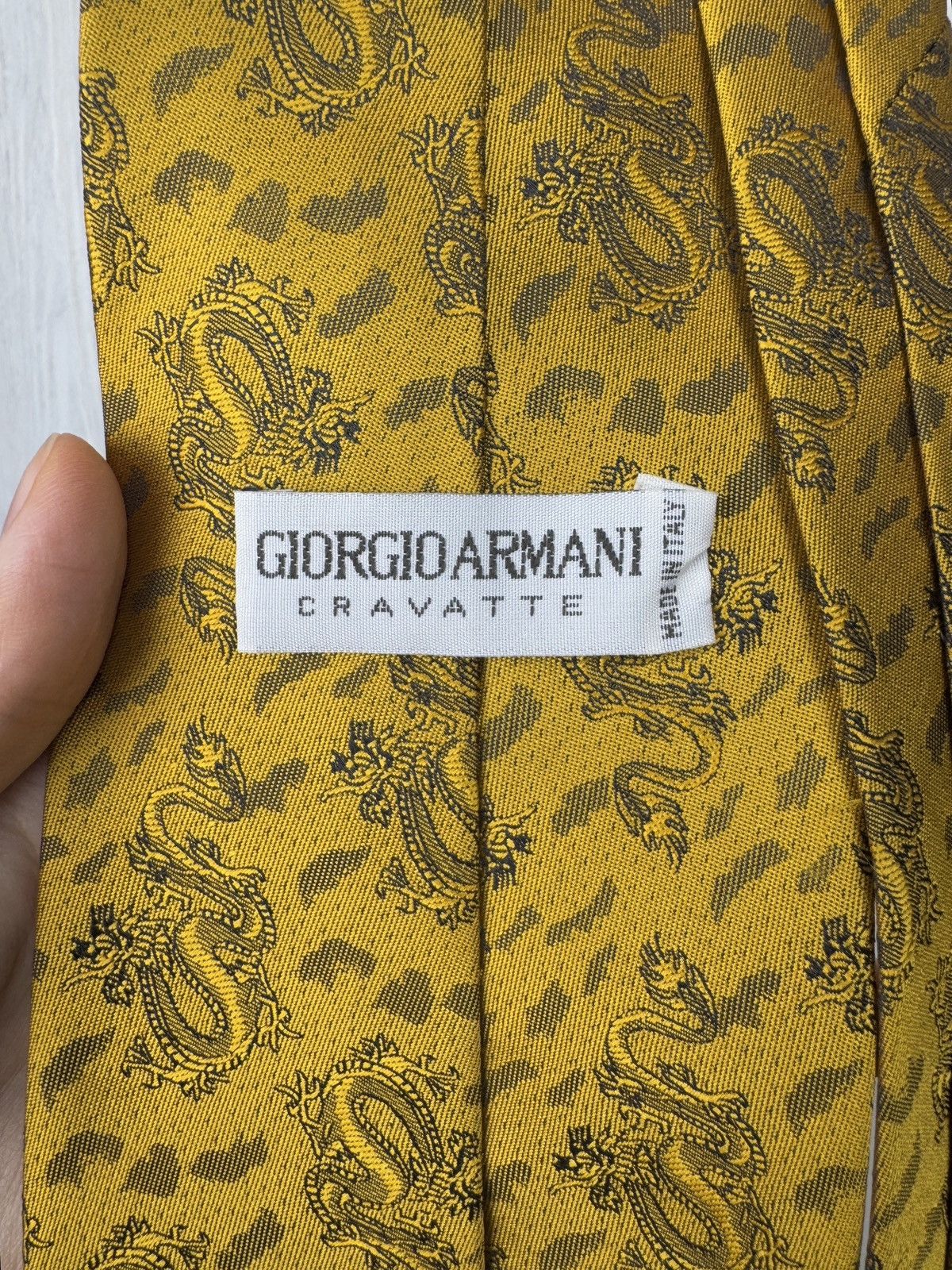 Giorgio Armani Giorgio Armani 100% silk hand made japanese dragon necktie Size ONE SIZE - 4 Thumbnail