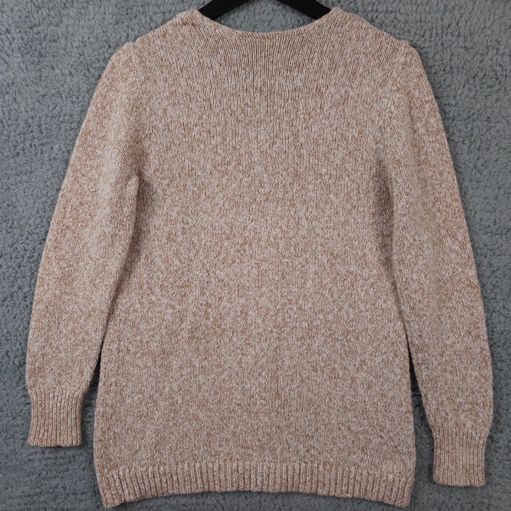 Loft LOFT Ann Taylor Sweater Womens Medium Beige White Marled V Neck Knit Pullover Size M / US 6-8 / IT 42-44 - 2 Thumbnail