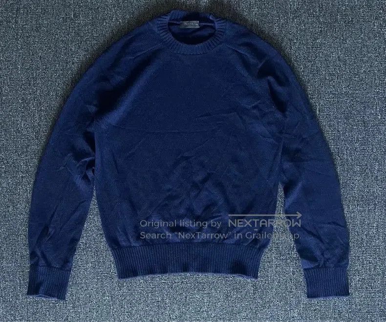 Prada Blue Wool Crewneck Sweater.