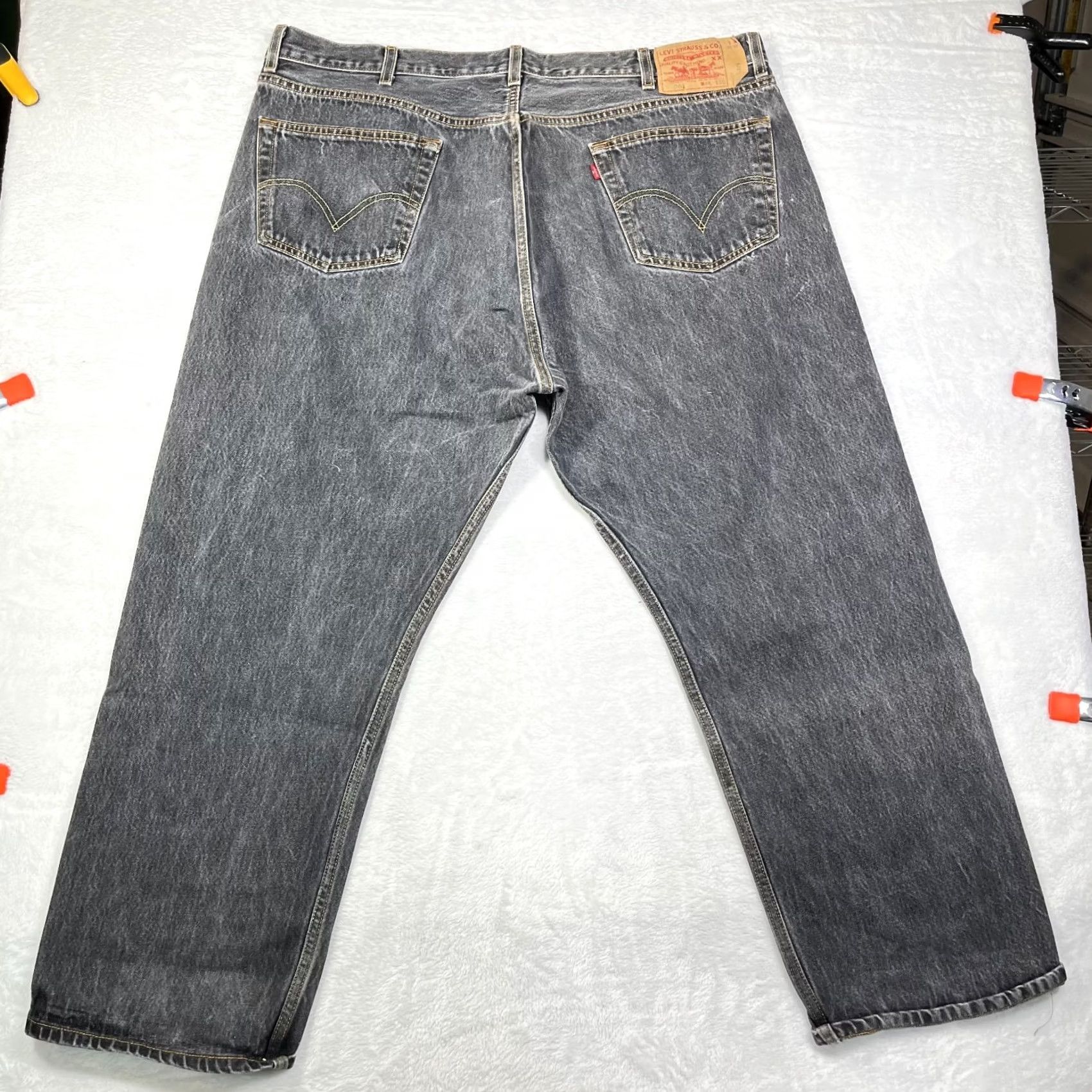 Levi's Levi's Jeans 501 Original Fit Straight Button Fly Gray Denim Distress 46x30 Mens Regular 501 USA 30" Rise 46" Waist Size US 30 / EU 46 - 6 Thumbnail
