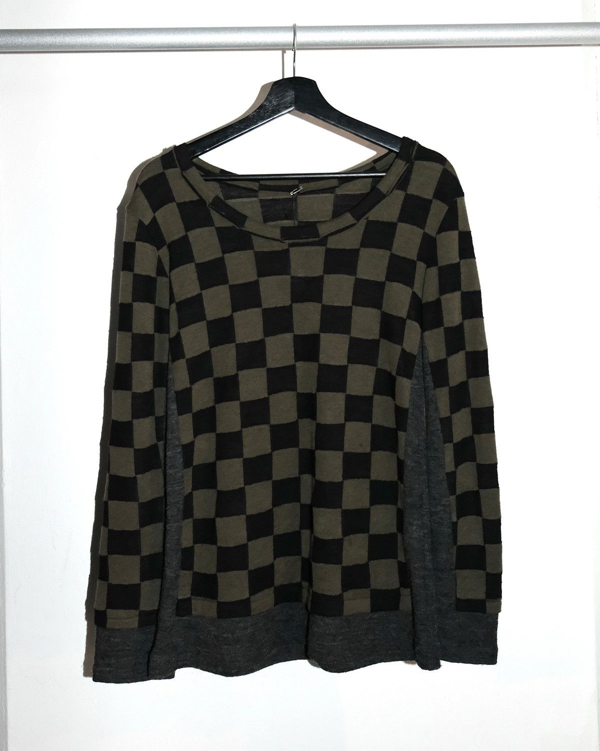 Y's Y's YOHJI YAMAMOTO WOOL OLIVE CHECKER KNIT LONG SLEEVE Size US M / EU 48-50 / 2 - 1 Thumbnail