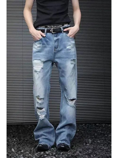 Japanese Brand Washed and ripped baggy high street jeans Size US 34 / EU 50 - 2 Thumbnail