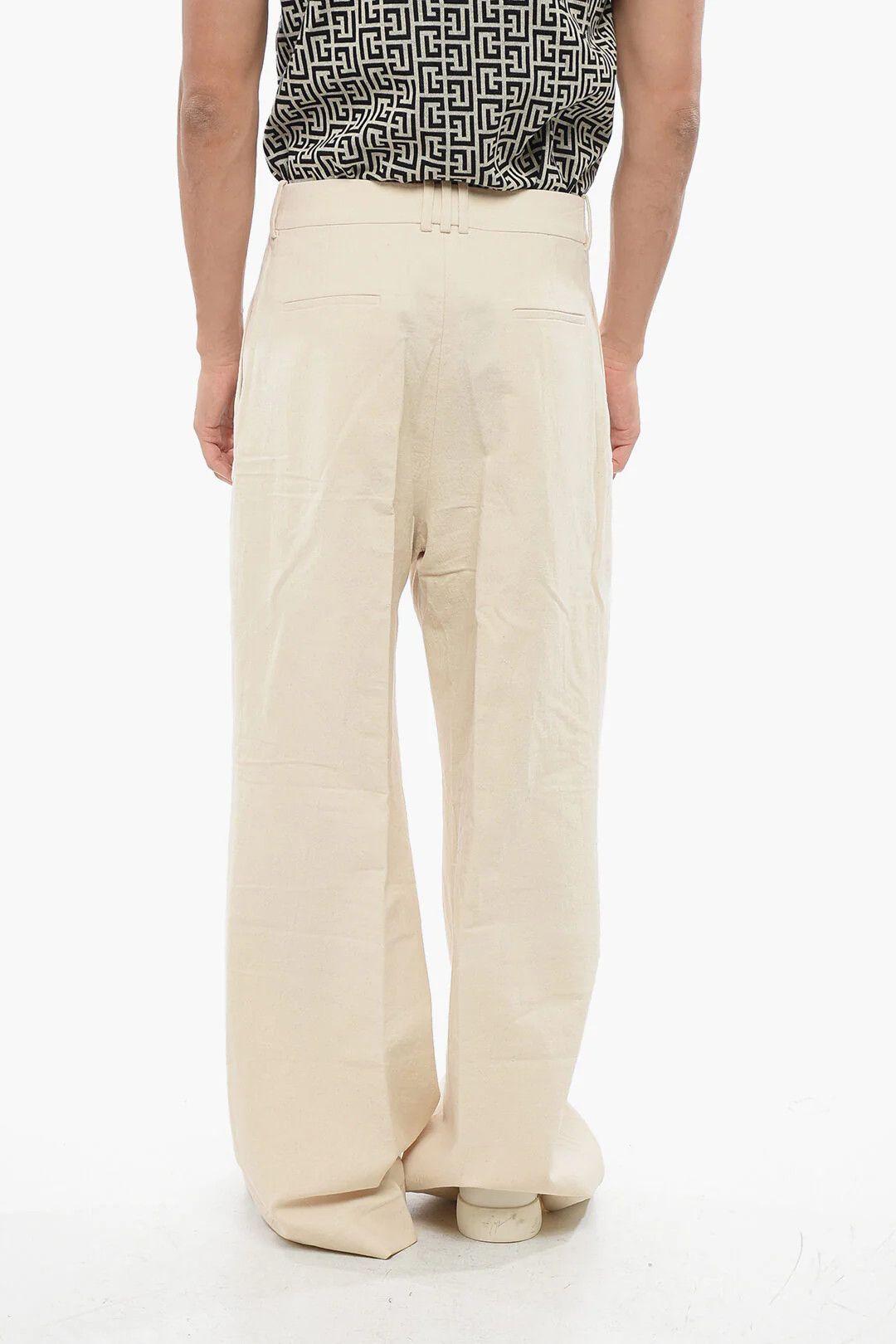 Balmain og1mm0326 Lightweight Cotton Loose-Fit Pant in Beige Size US 30 / EU 46 - 2 Thumbnail