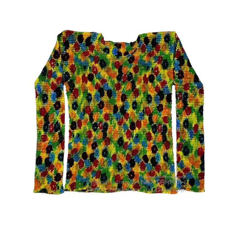 Issey Miyake Issey Miyake Colorful Pleated Long Sleeve Top Size L / US 10 / IT 46 - 1 Thumbnail