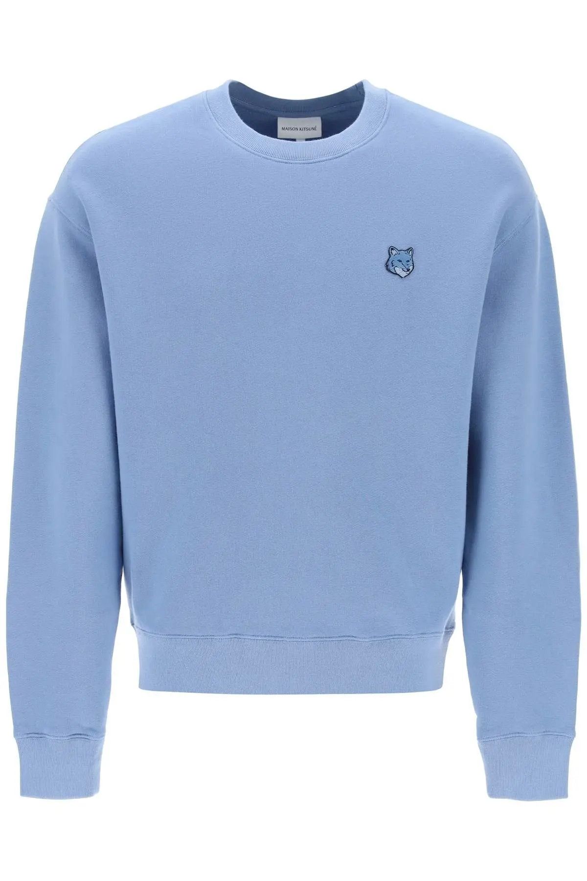 Image of Maison Kitsune O1S22I1N0324 "bold Fox Head Crewneck Sweatshirts In Blue, Men's (Size Small)