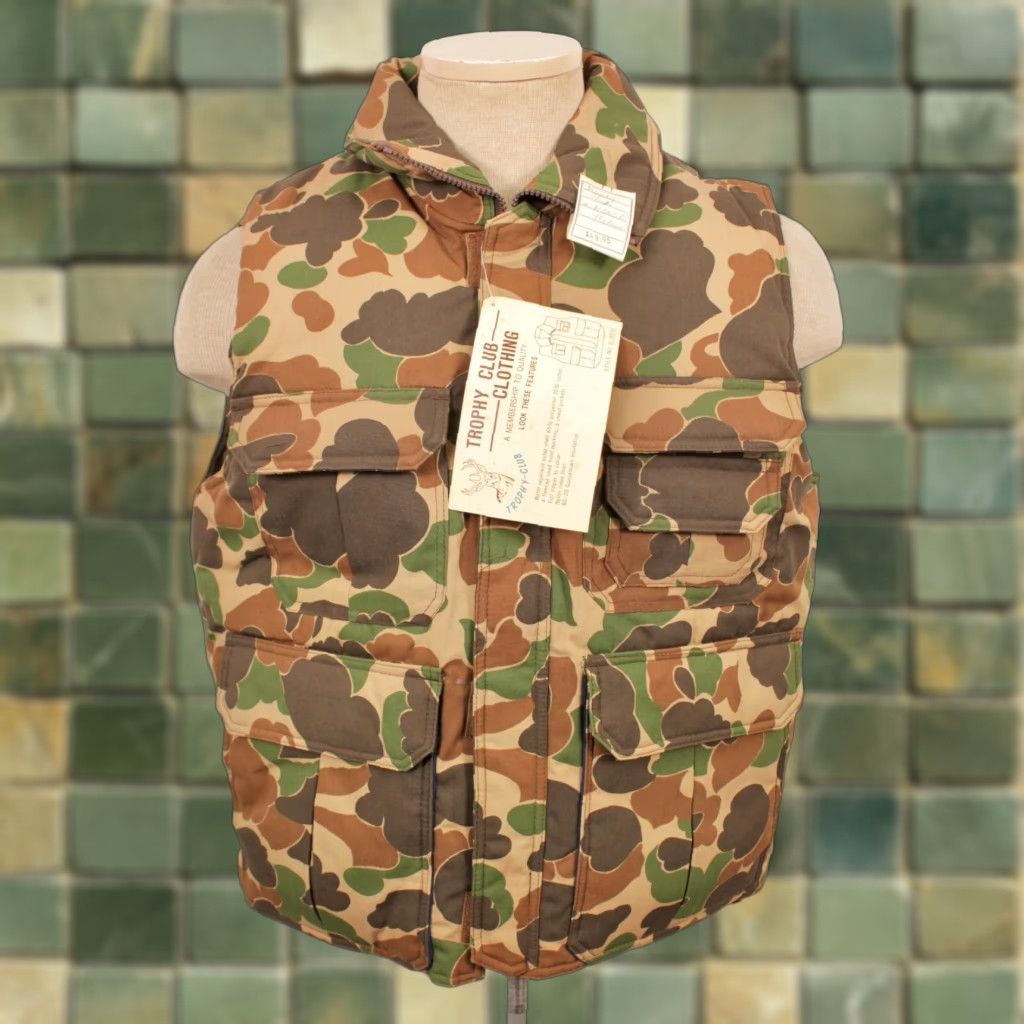 Vintage Trophy Club Men's VTG 70s Brown Camo Puffy Vest M 1970s Outdoor Shirt Size US M / EU 48-50 / 2 - 1 Thumbnail