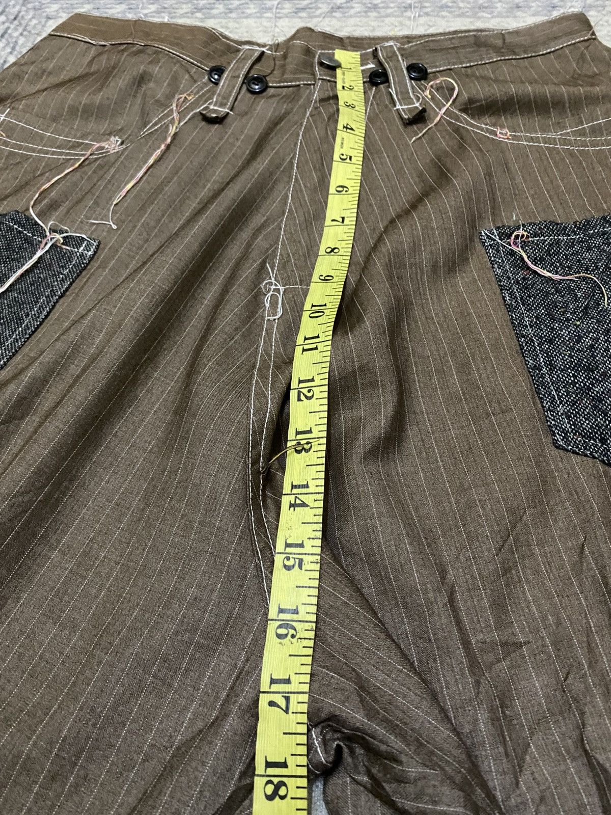 Japanese Brand Frank U Pencil Stripe Messy Raw Seam Stitches Balloon Pant Size US 32 / EU 48 - 22 Thumbnail