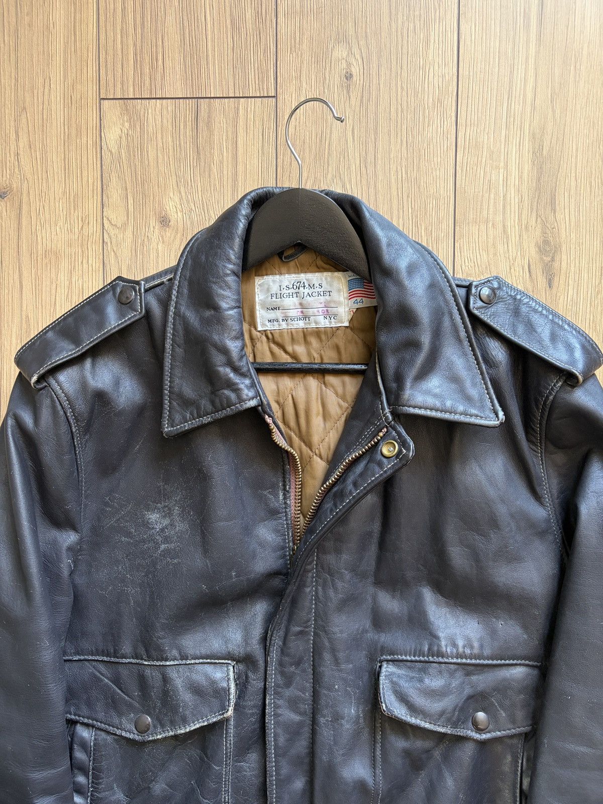Schott 🇺🇸Schott USA is 674 ms Flight Leather Bomber Jacket Size US L / EU 52-54 / 3 - 4 Thumbnail