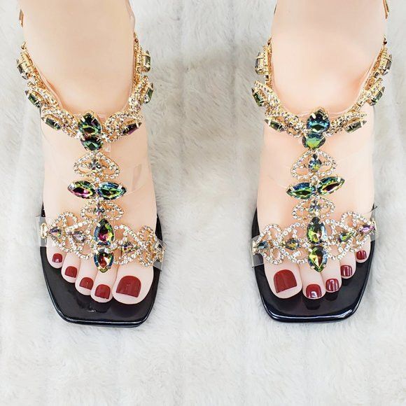 Other Breezy Jewels Rhinestone 4" High Heel Sandals Prom Wedding P Size US 7 / IT 37 - 5 Thumbnail