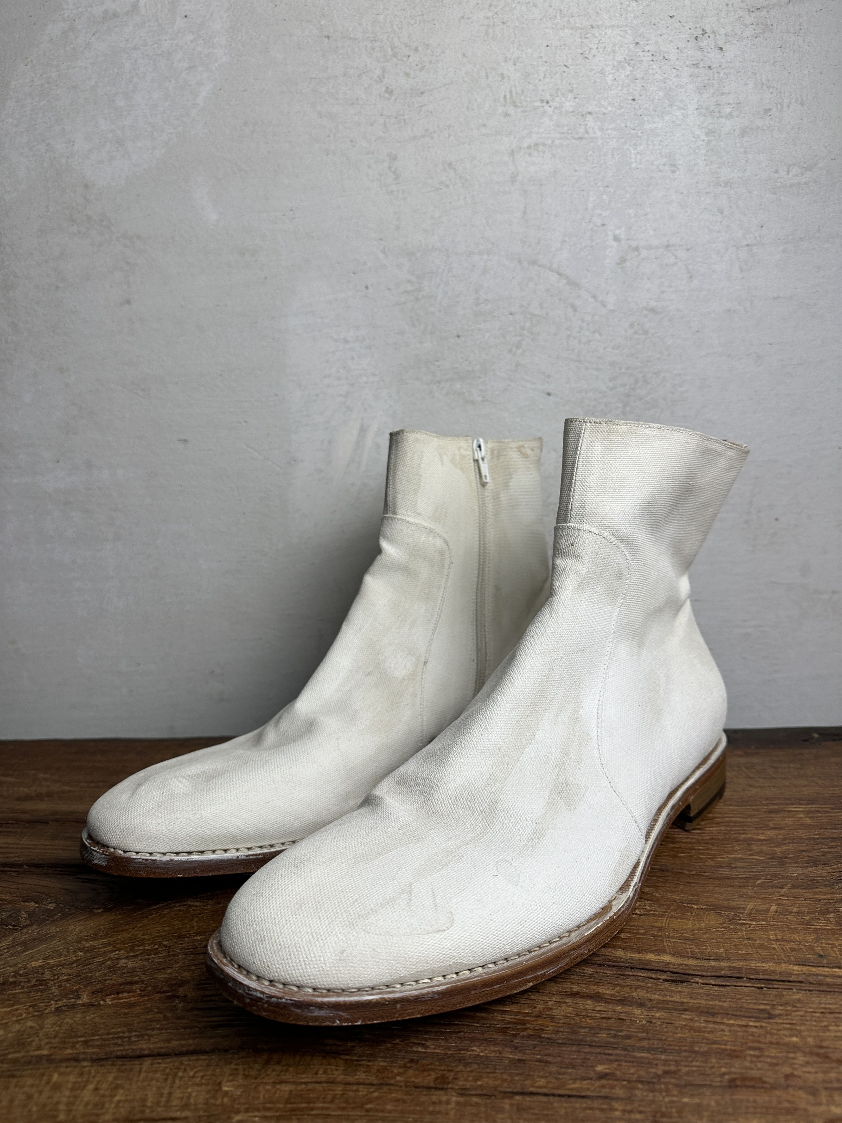Maison Margiela SS07 Martin Margiela 22 White Painted Canvas Boots Size US 9.5 / EU 42-43 - 1 Thumbnail
