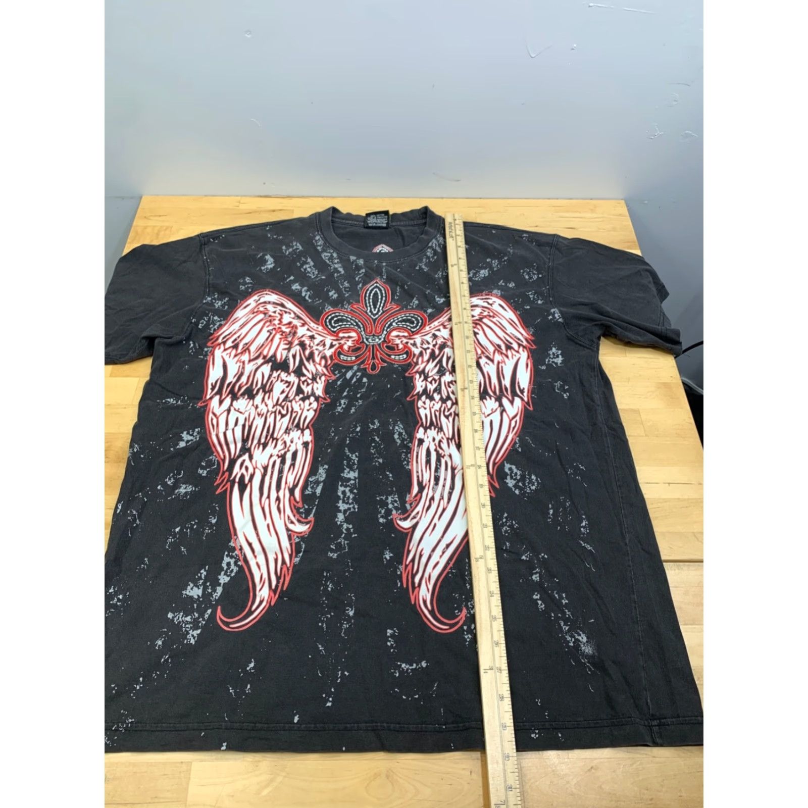 Vintage VINTAGE Fleur De Lis Shirt Mens XL Black Angel Wings Embroidered Y2K 12713 Size US XL / EU 56 / 4 - 4 Thumbnail