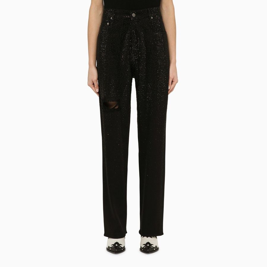 Golden Goose o1d2blof0824 Denim Trouser With Crystals in Black Size 26" / US 2 / IT 38 - 1 Thumbnail