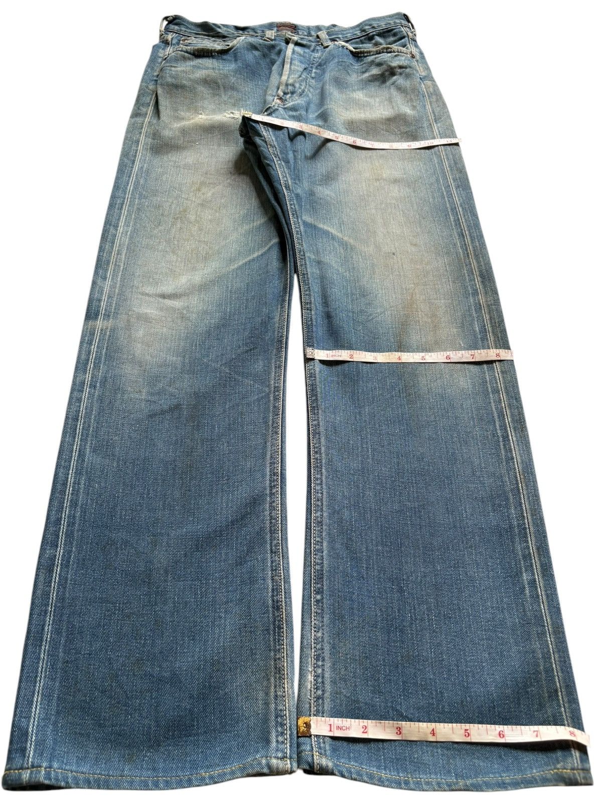 Lee Vintage 70s Lee Cowboy Selvedge Mud Wash Baggy Jeans Size US 30 / EU 46 - 14 Thumbnail