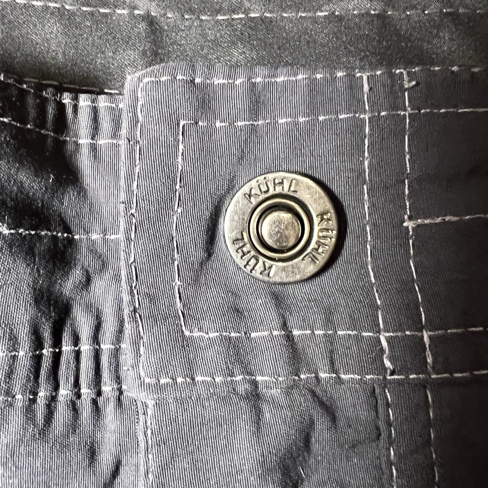 Vintage Kuhl Shorts Mens 38 Charcoal Nylon Stretch Renegade Performance Cargo Hiking Cargo Pocket Lightweight Pockets Zipper Button Flat Front Solid Gray Logo Size US 38 / EU 54 - 3 Thumbnail
