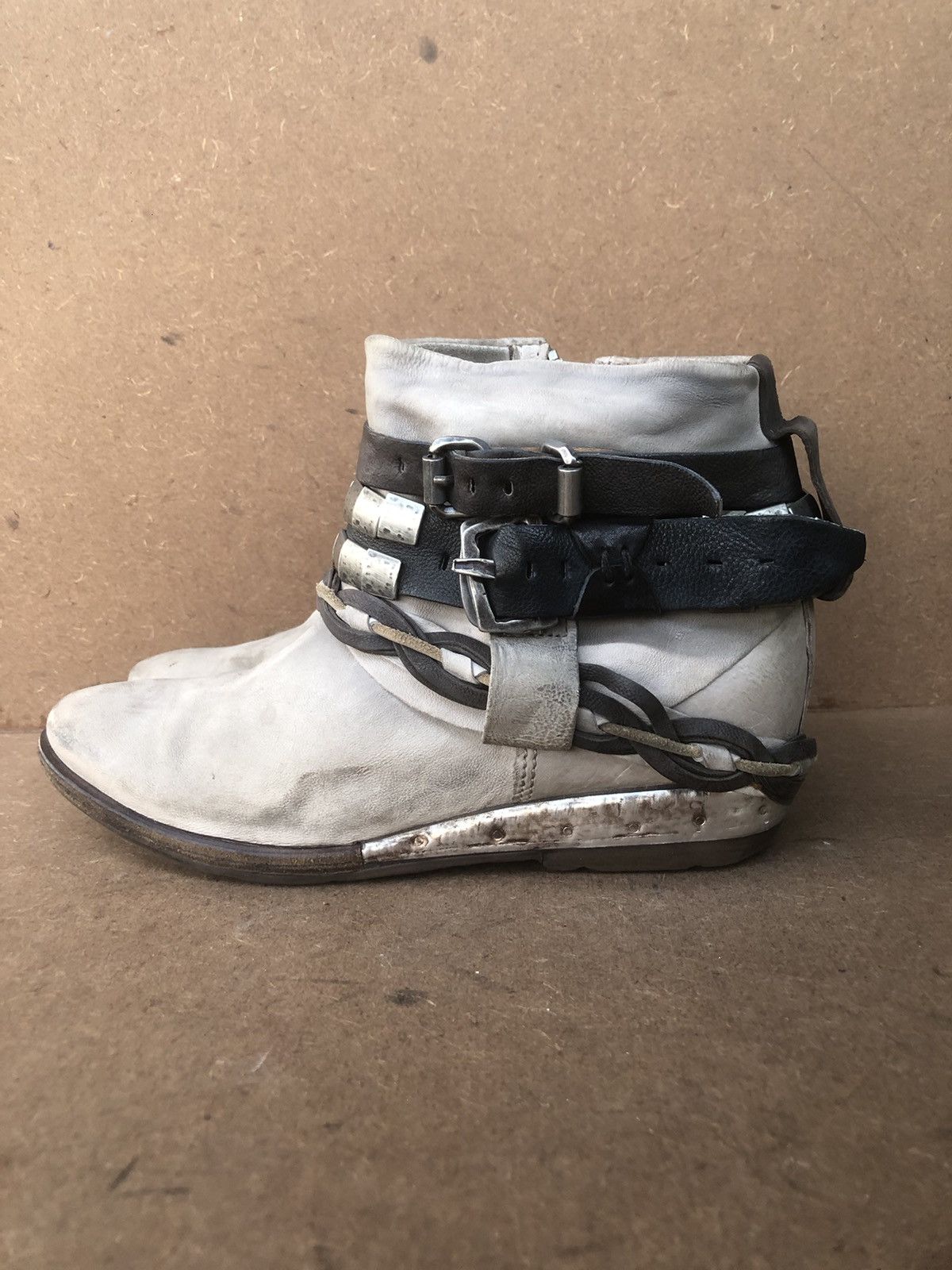 A.S.98 A.S 98 Grey Leather Women’s Ankle Boot Size 39 Size US 9 / IT 39 - 1 Thumbnail