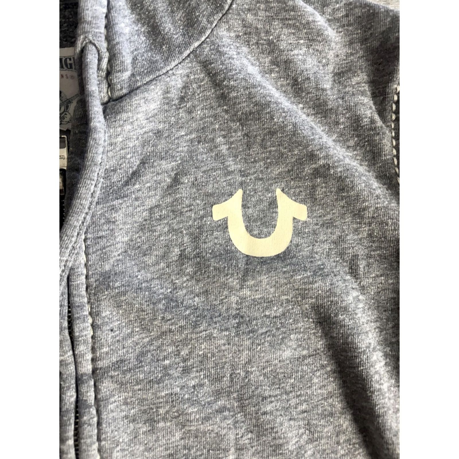 True Religion VINTAGE True Religion Hoodie Mens XL Gray Full Zip Jersey Horseshoe Logo Sweatshirt Size US XL / EU 56 / 4 - 2 Thumbnail