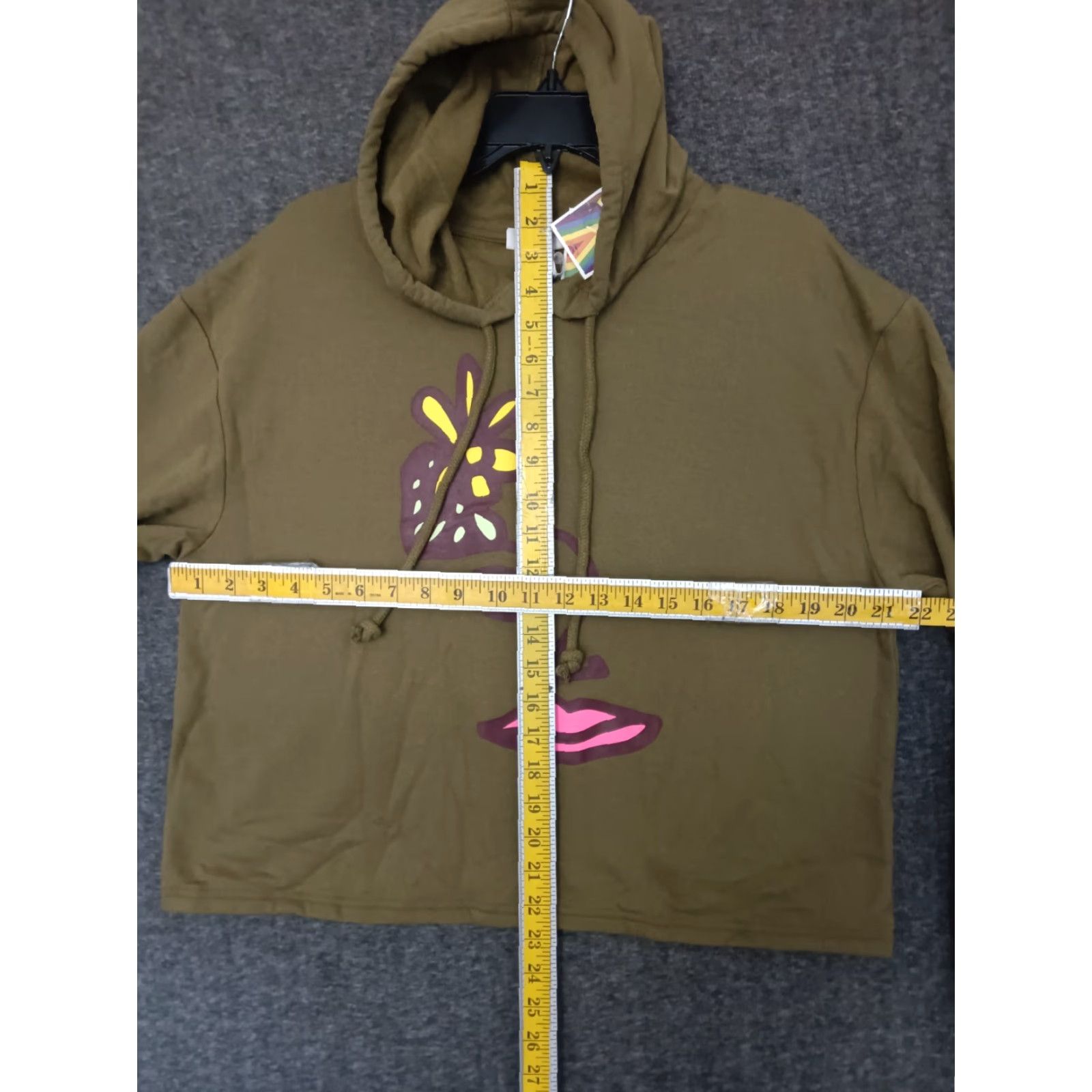 Olive Pride Adult Hoodie Cropped Long Sleeve Olive Green M Pride Hoodie Adult Olive Green Graphic Print Winter Spring Fall Womens Mens Size M / US 6-8 / IT 42-44 - 4 Thumbnail