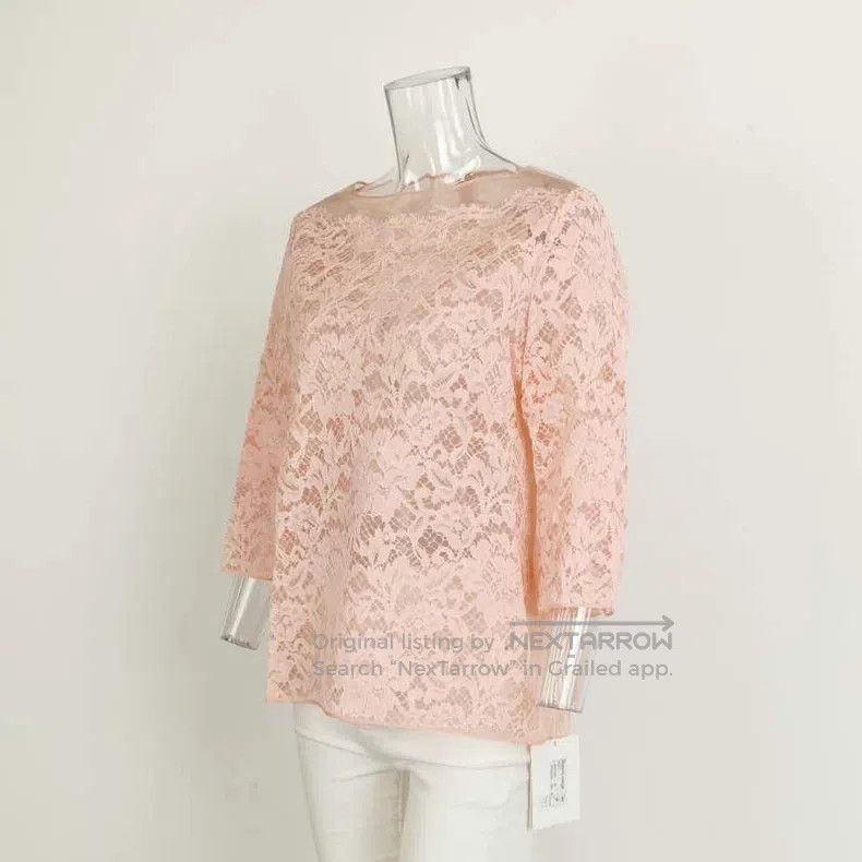 Valentino Valentino Mulberry silk solid color cut-out lace crew neck Size XS / US 0-2 / IT 36-38 - 2 Thumbnail
