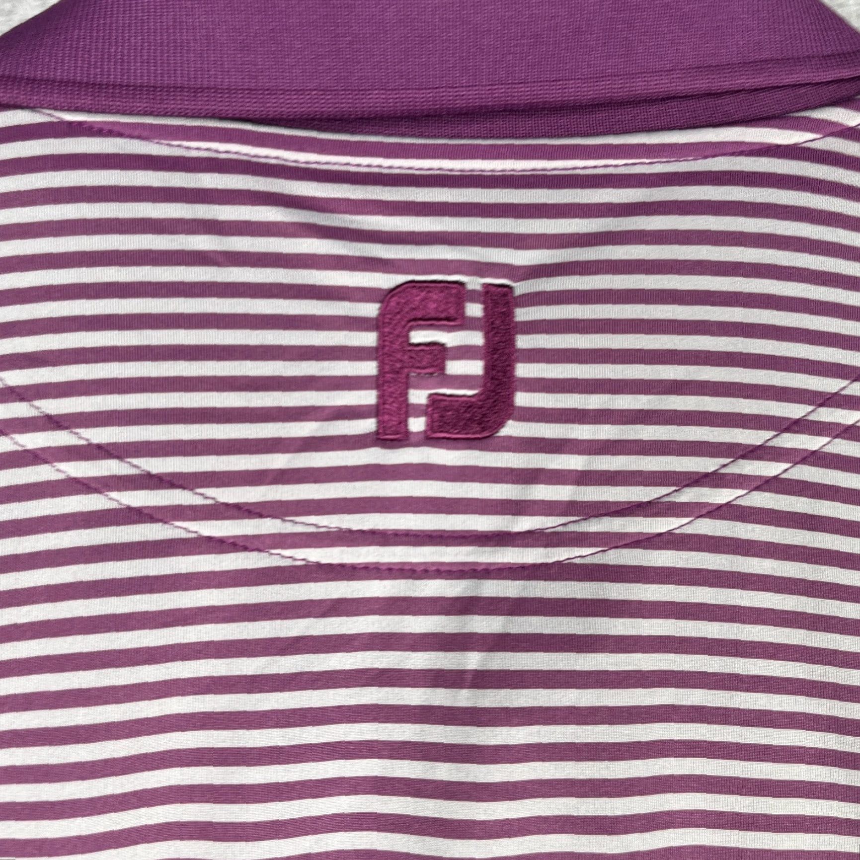 Footjoy FootJoy Performance Polo Shirt Large Purple Gray Striped Casual Stretch Golf Men Size US L / EU 52-54 / 3 - 7 Thumbnail