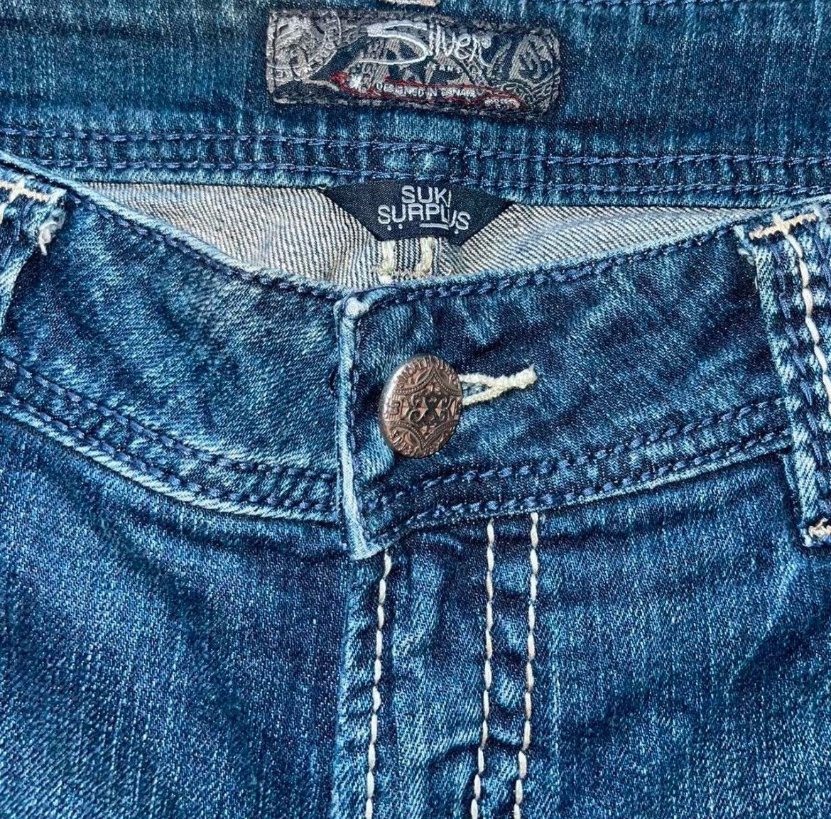 Silver Jeans Co. *FLARED*SILVER JEANS WITH WHITE STITCHING Size US 34 / EU 50 - 4 Thumbnail