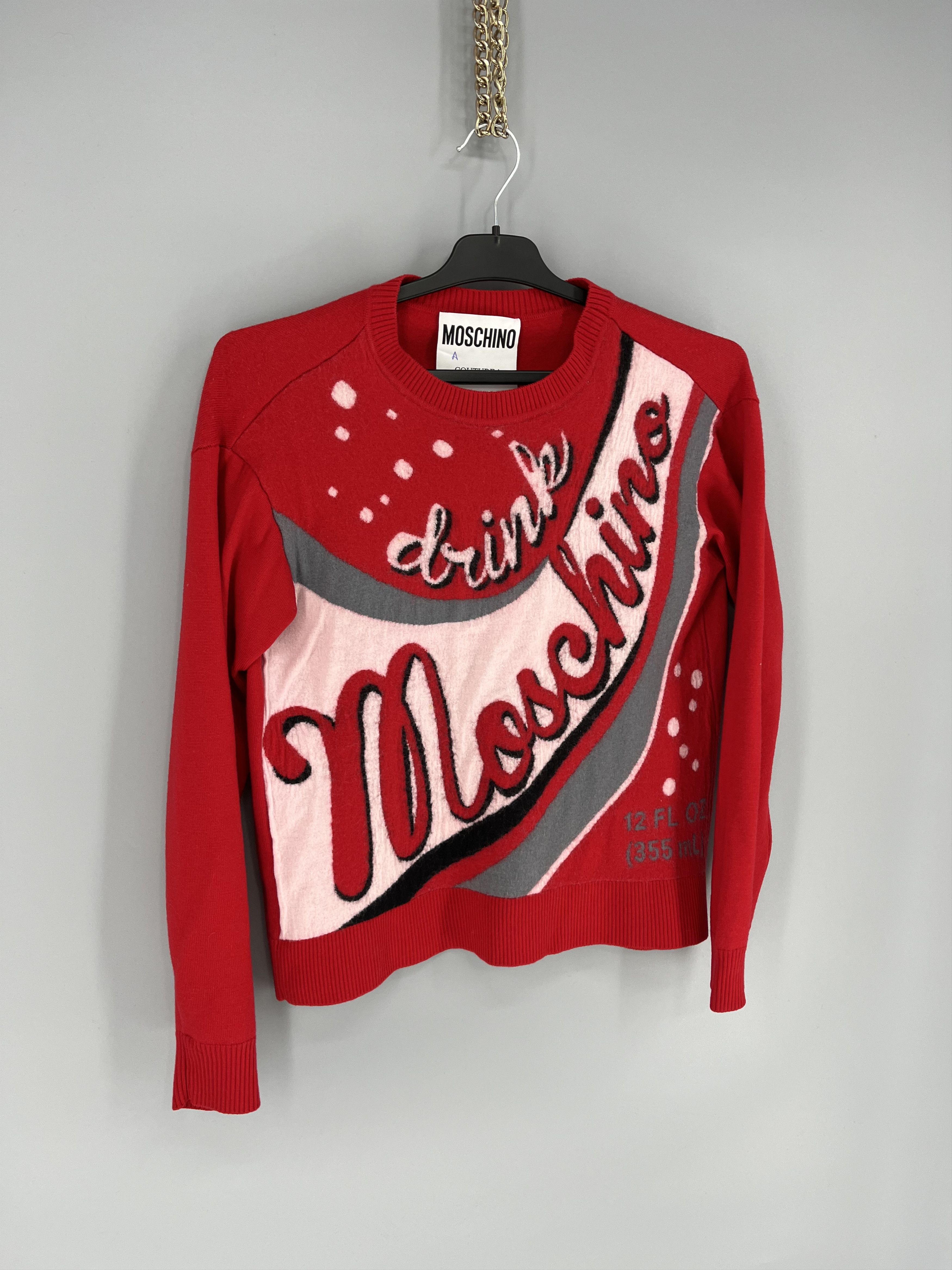 Moschino Vintage Drink 335ml Moschino Sweater 100 Wool Lana Size S / US 4 / IT 40 - 2 Thumbnail